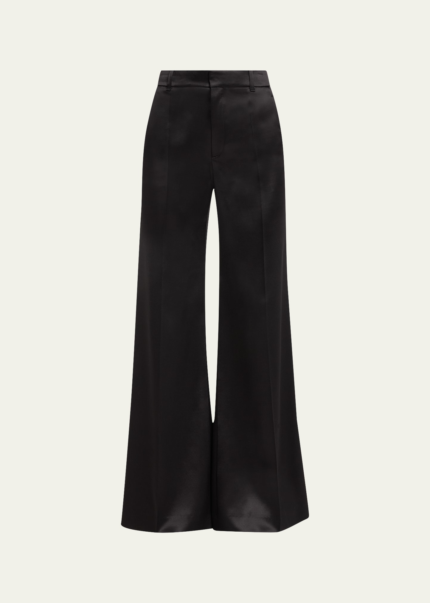 Wool and Silk Wide-Leg Trousers