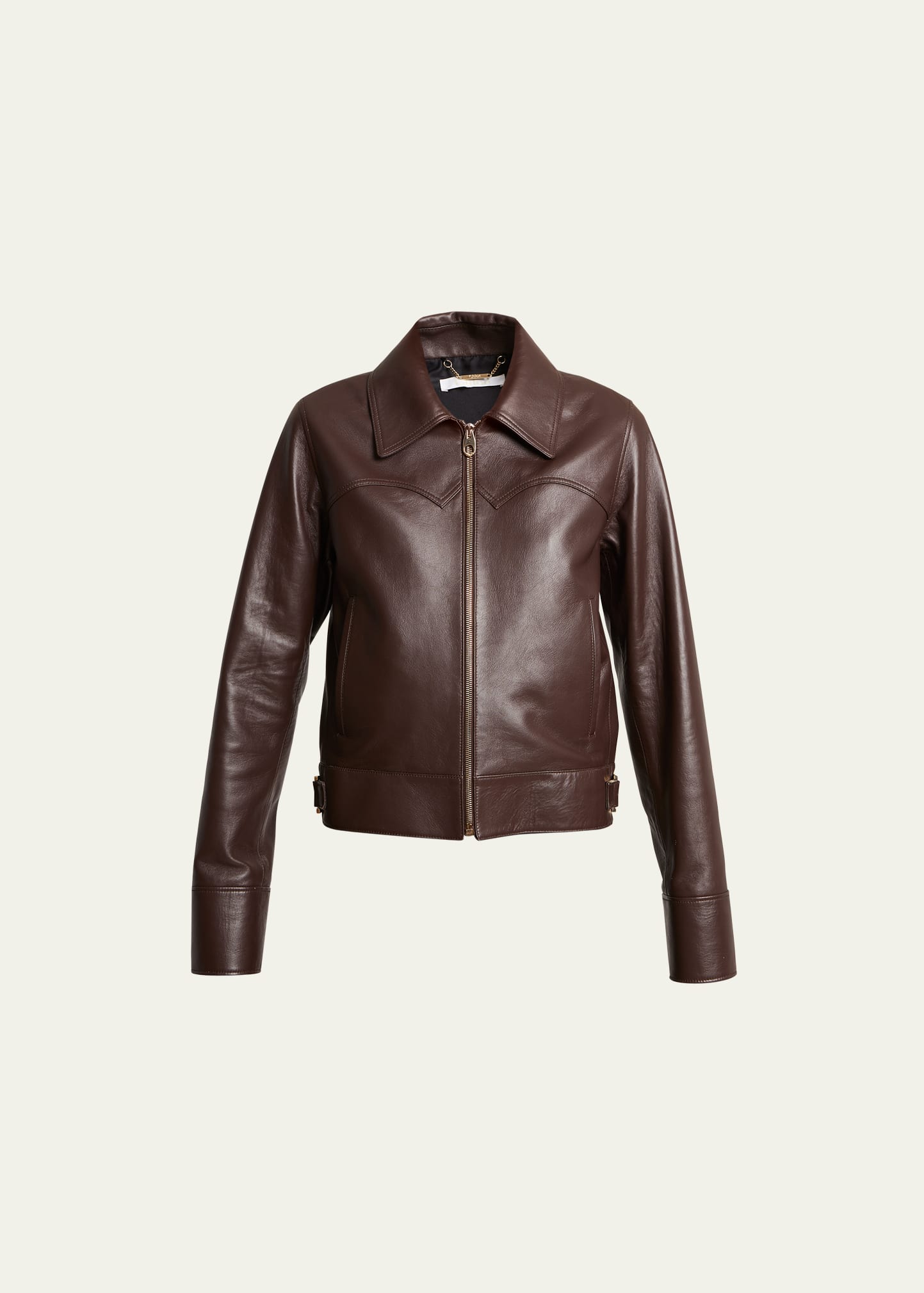 Shop Chloé Nappa Leather Bomber Jacket In Kohl Brown
