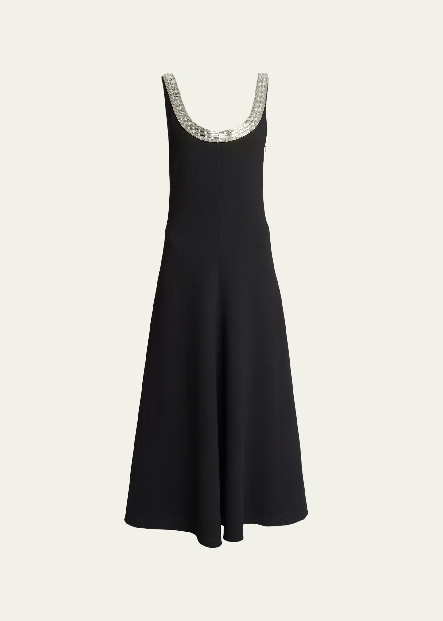 Shop Chloé Textured Wool Backless Gown With Crystal Detail In Black