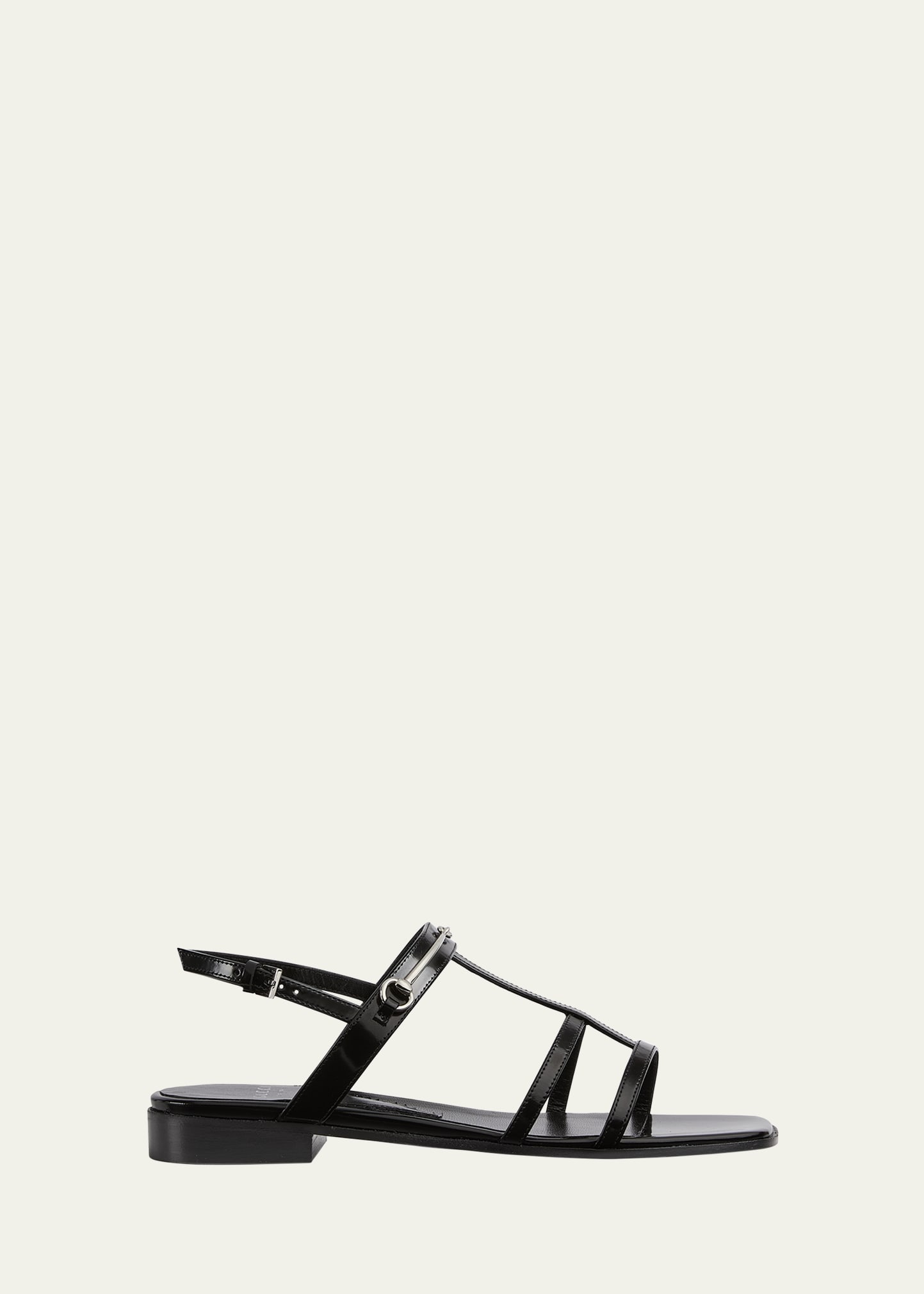 Gucci Divine Leather Slingback Sandals In Nero