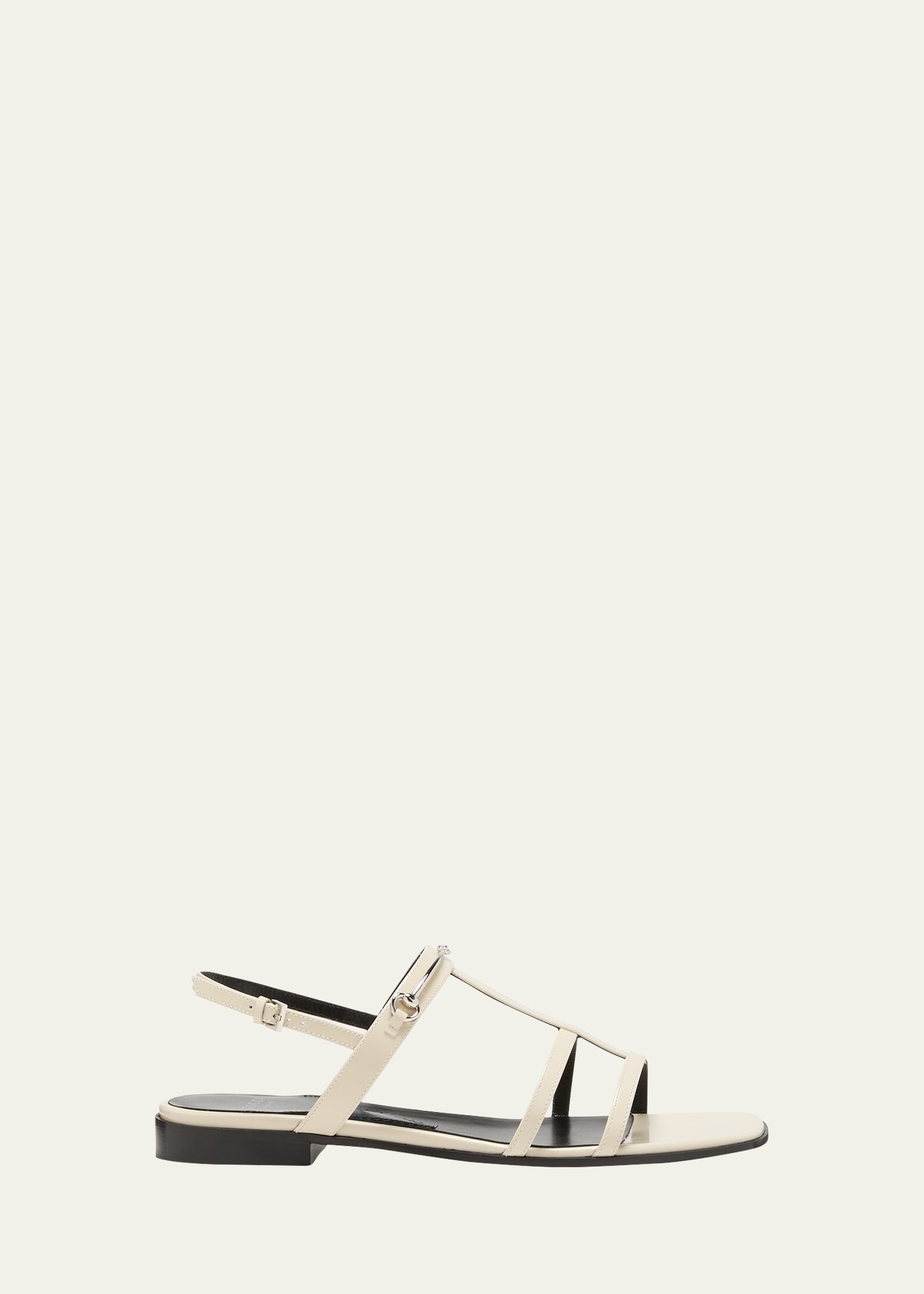 Gucci Divine Leather Slingback Sandals In 9022 Mystic White