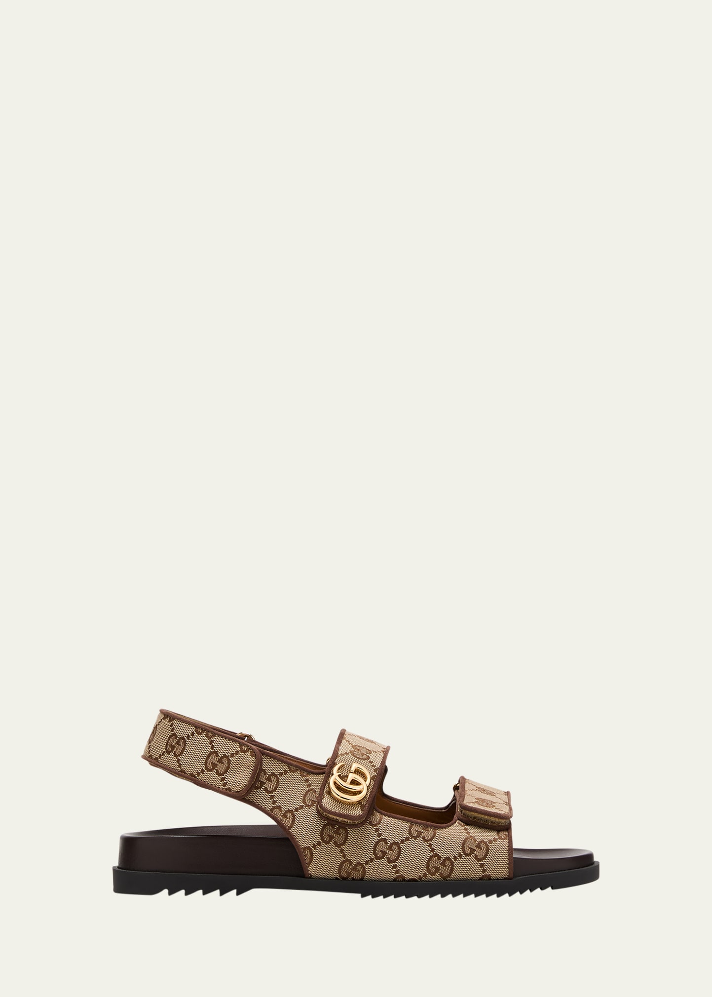 Shop Gucci Moritz Monogram Easy Slingback Sandals In Beige Ebony