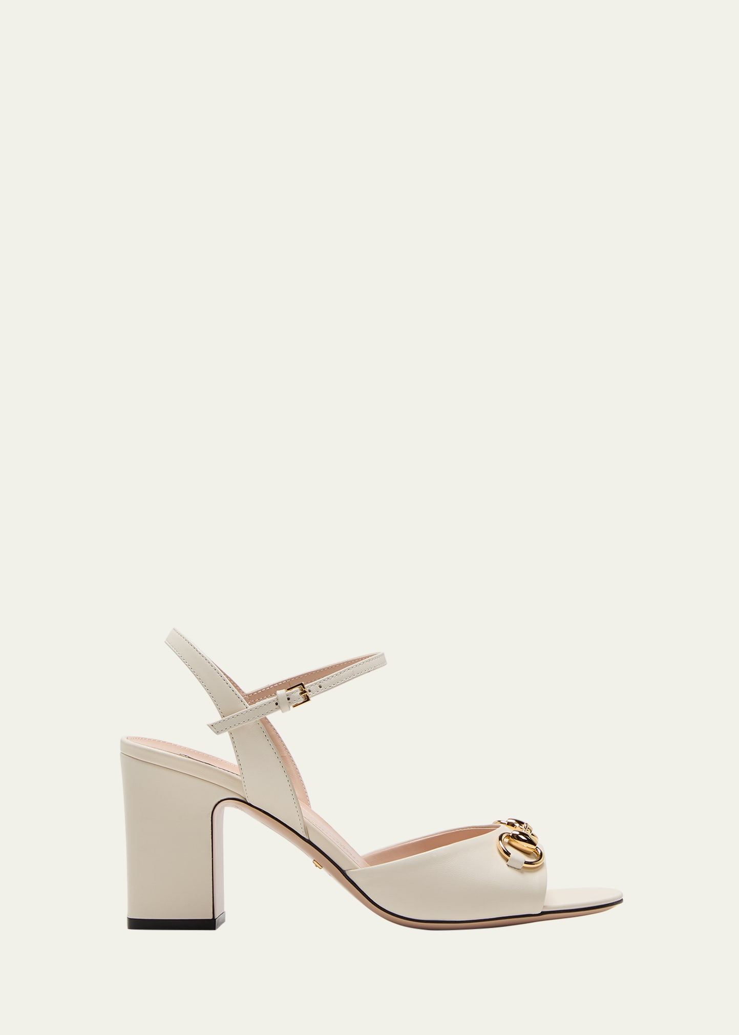 GUCCI LADY LEATHER HORSEBIT ANKLE-STRAP SANDALS