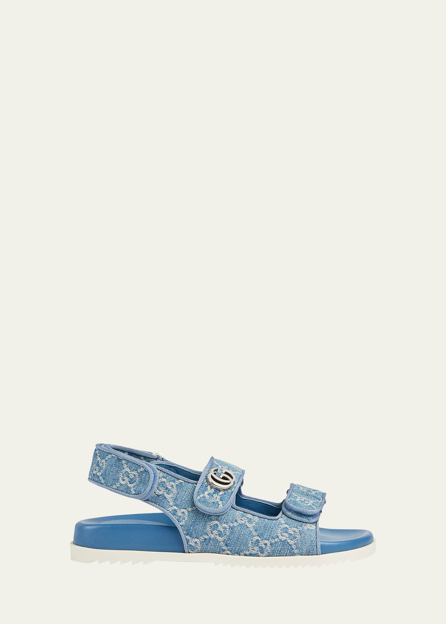 Shop Gucci Moritz Monogram Easy Slingback Sandals In Light Blue