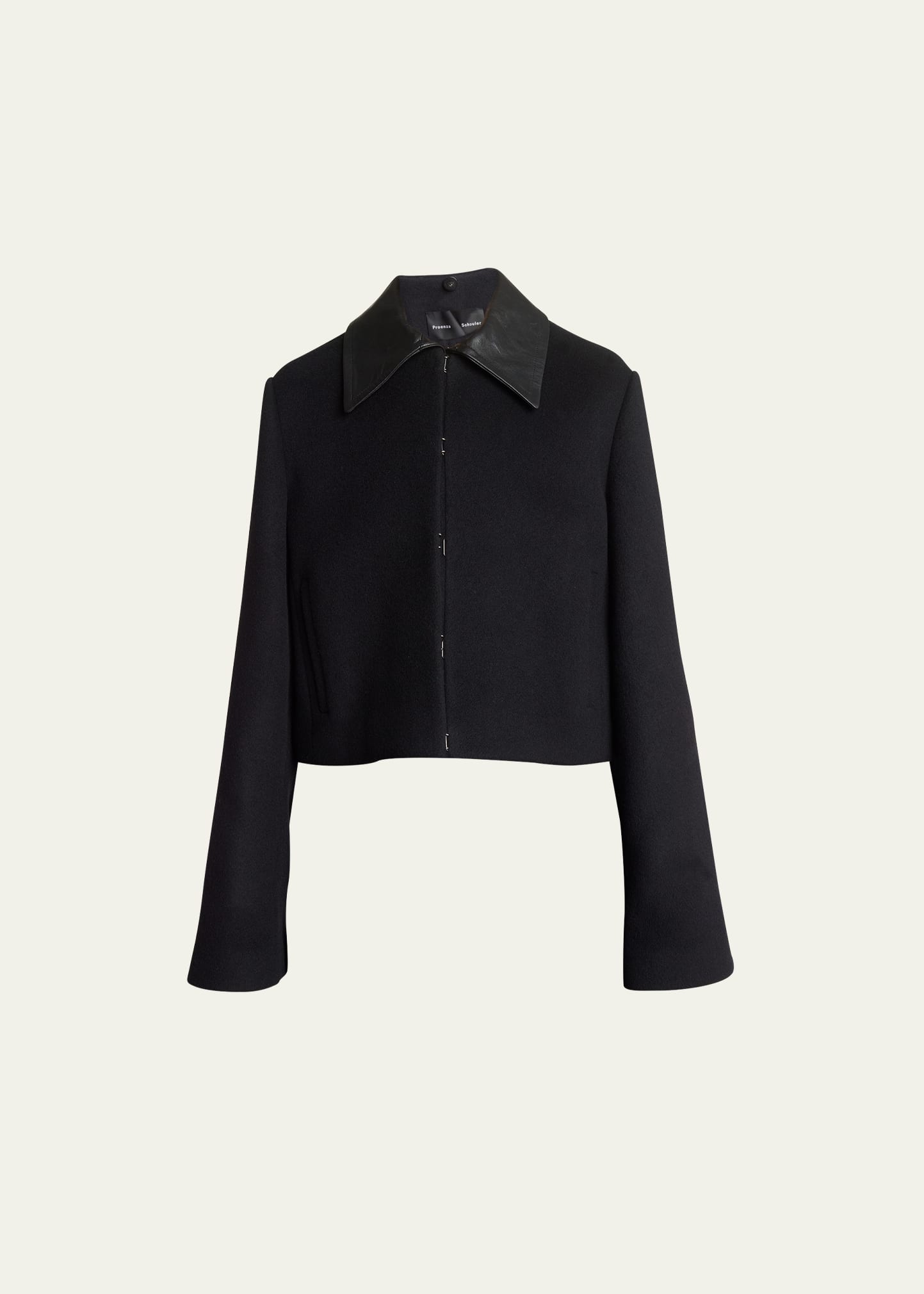 Shop Proenza Schouler Brigdet Cropped Wool Jacket In Black