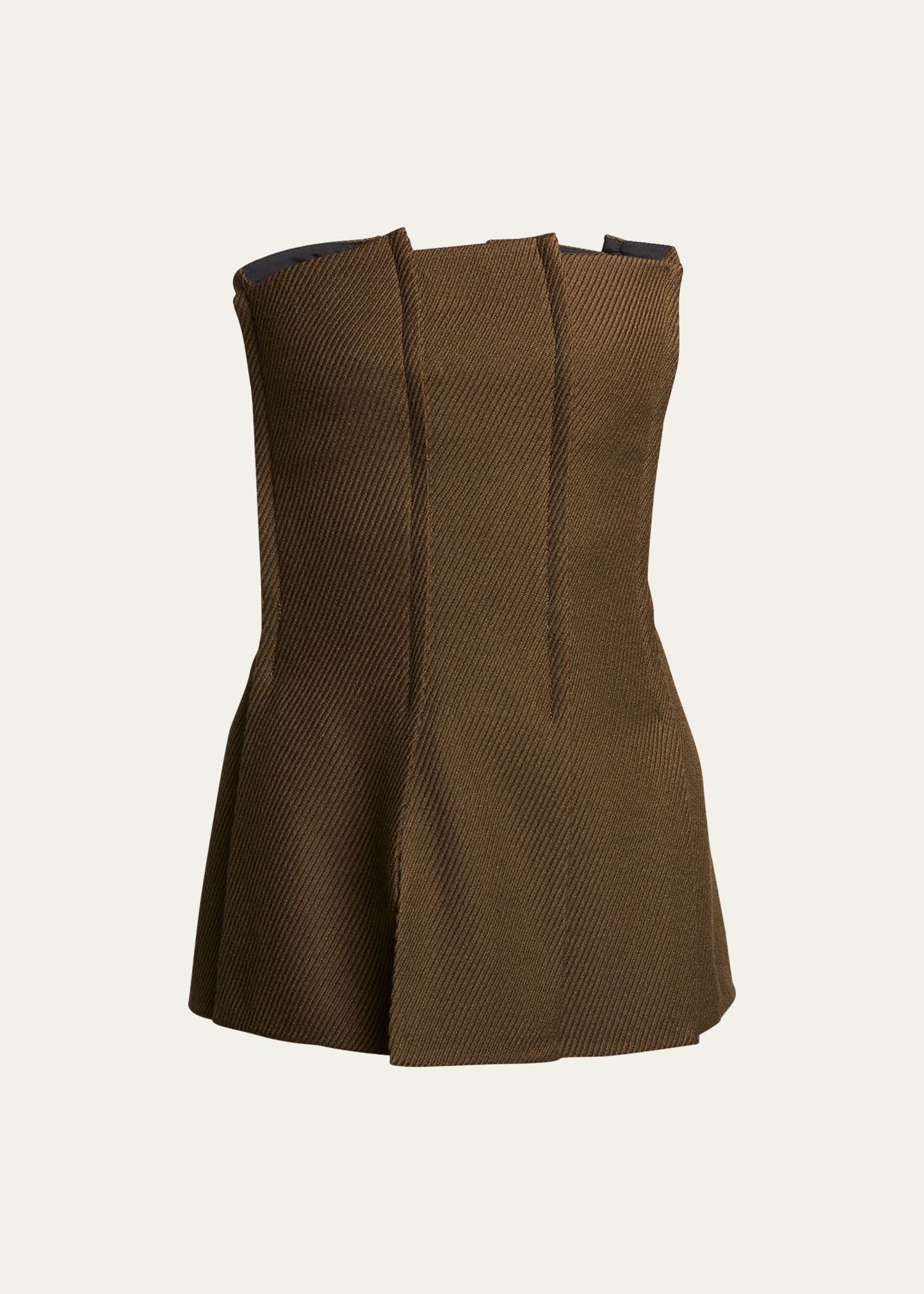 Proenza Schouler Corinne Pintuck Strapless Wool Top In Dark Loden
