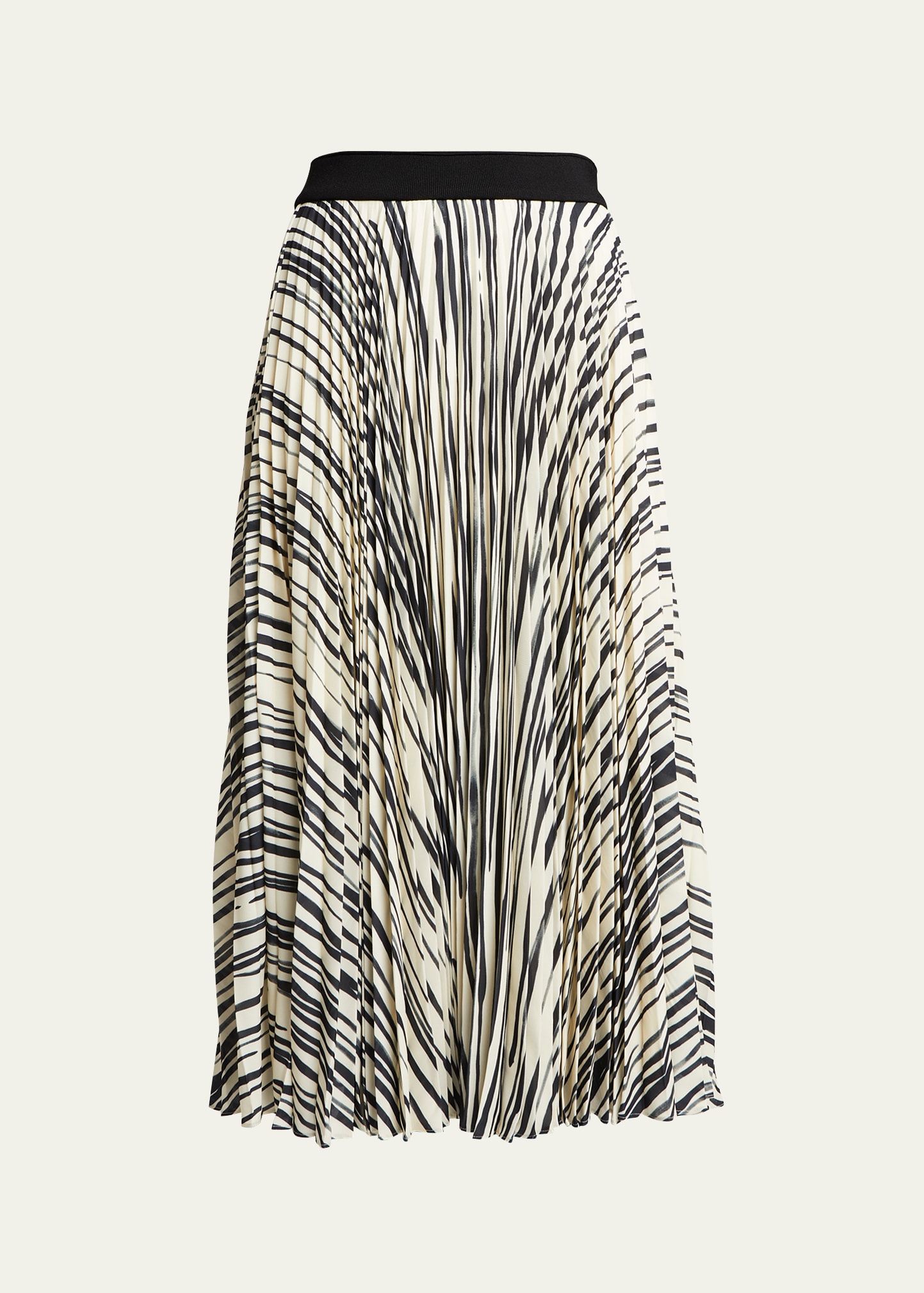 Shop Proenza Schouler Korine Striped Pleated Midi Pull-on Skirt In Ecru Multi