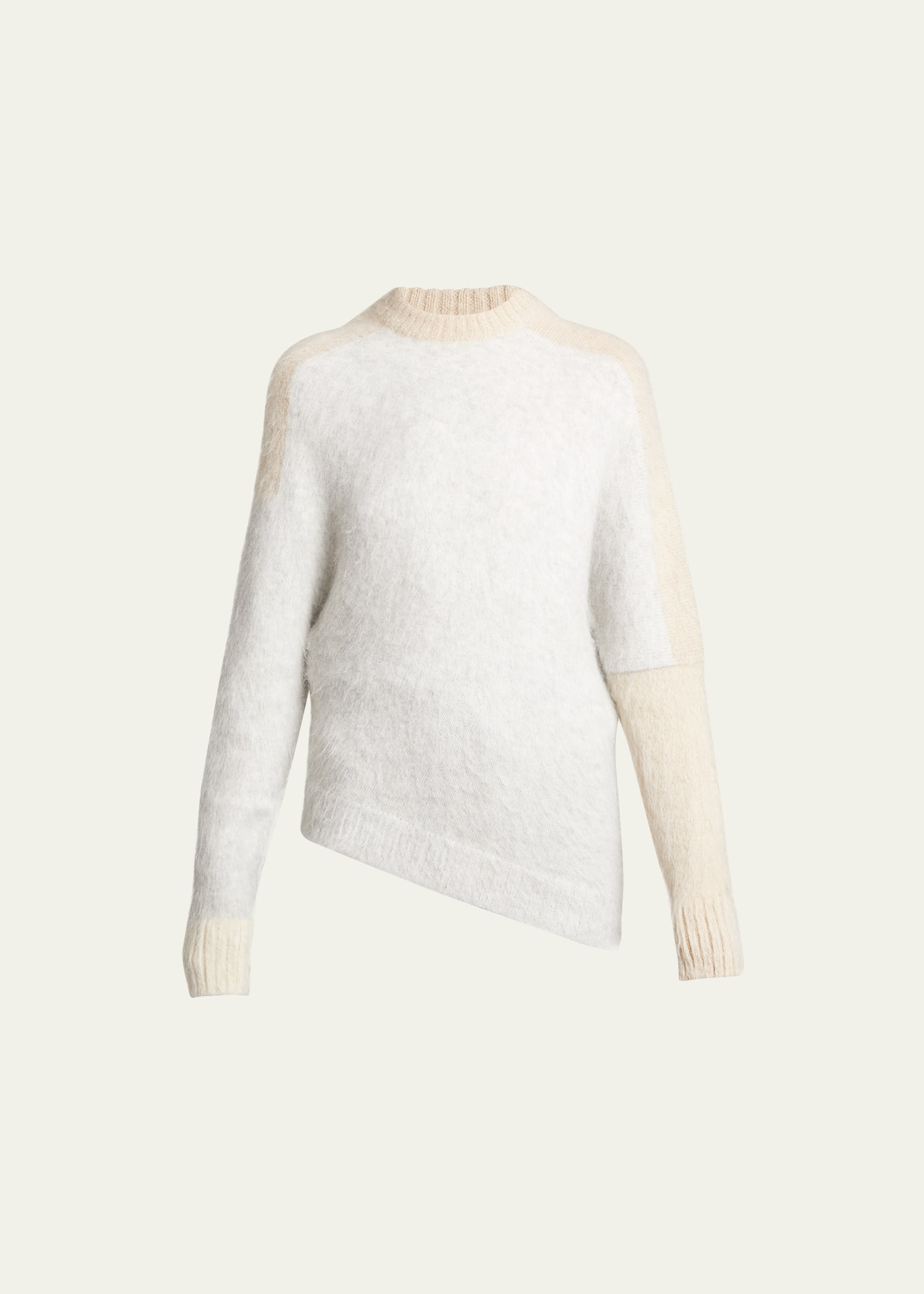 Shop Proenza Schouler Patti Bicolor Fuzzy Asymmetric Mohair Sweater In Light Grey Multi