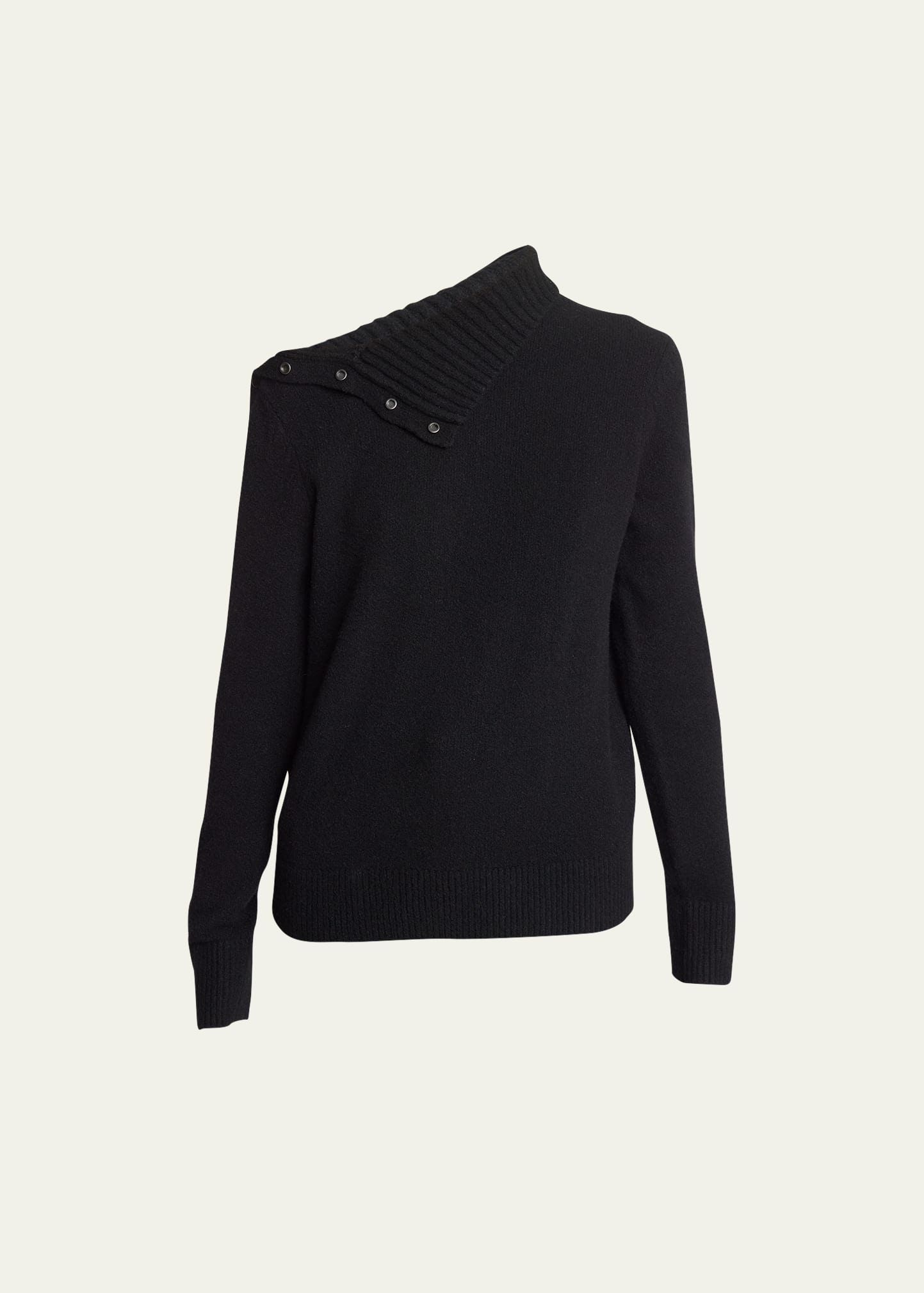 Proenza Schouler Camilla Button Shoulder Cashmere Turtleneck Sweater In Black