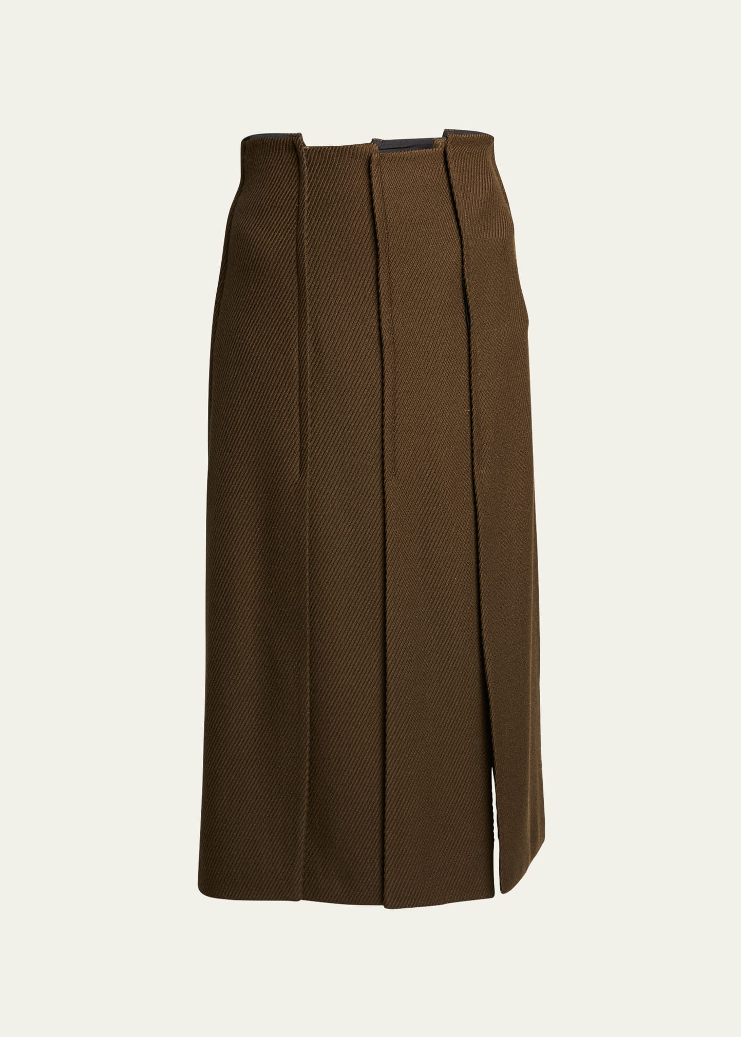 Shop Proenza Schouler Diane Pintuck Midi Skirt In Dark Loden