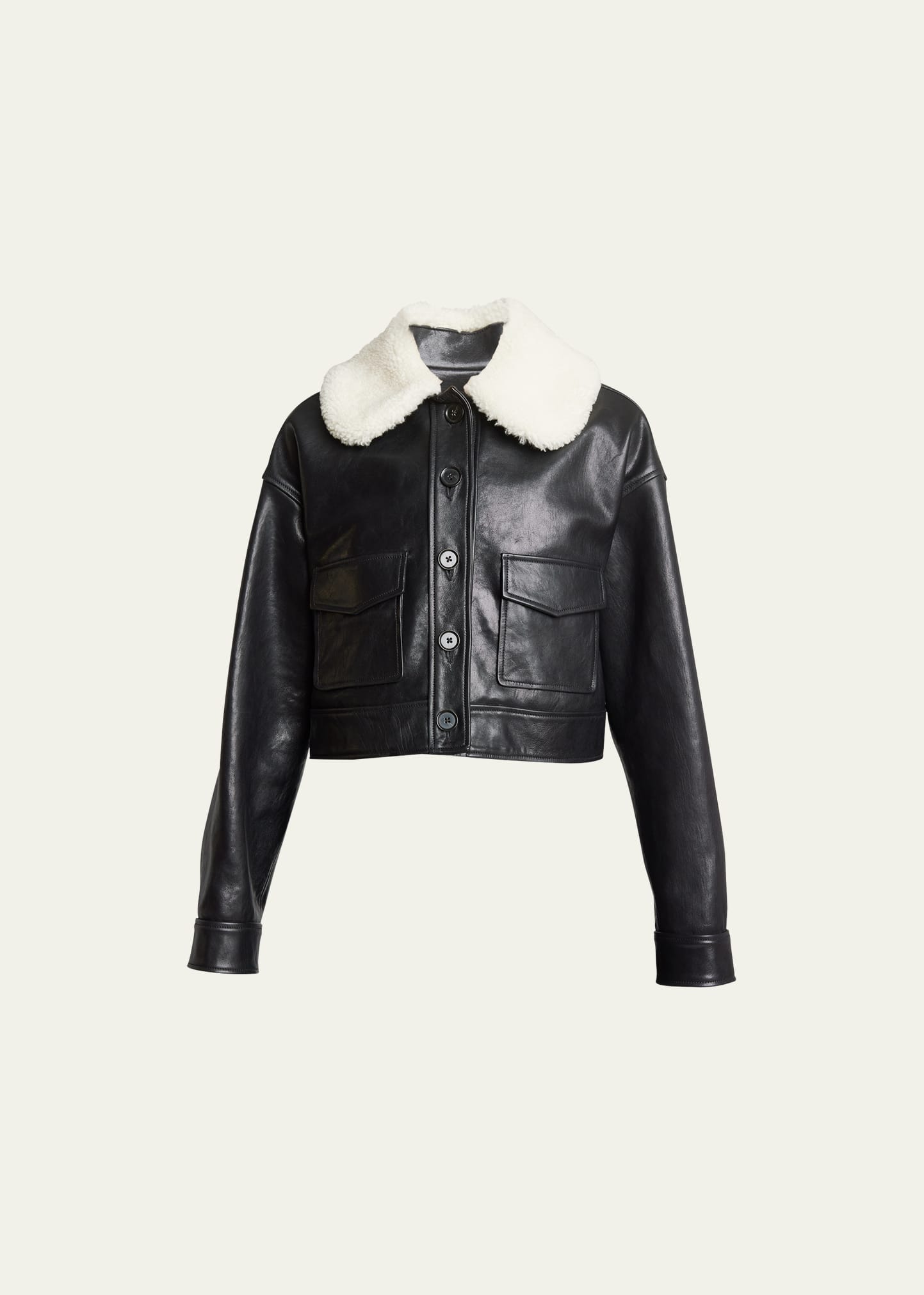 Proenza Schouler Judd Leather Jacket With Shearling Collar In Black