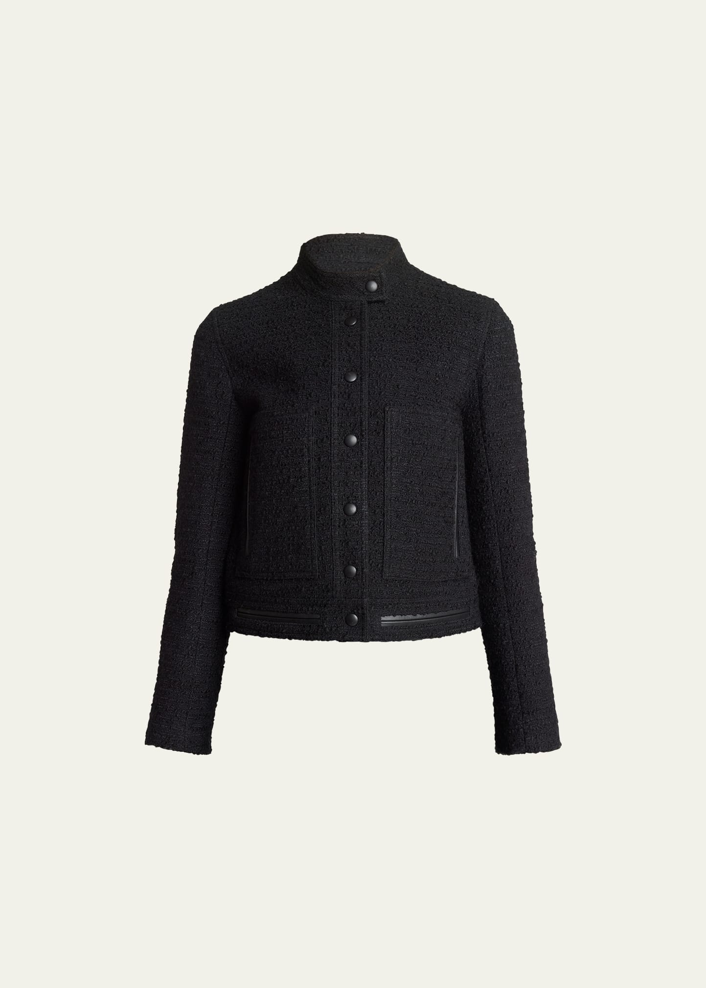 Shop Proenza Schouler Alice Boucle Zip-cuff Jacket In Black