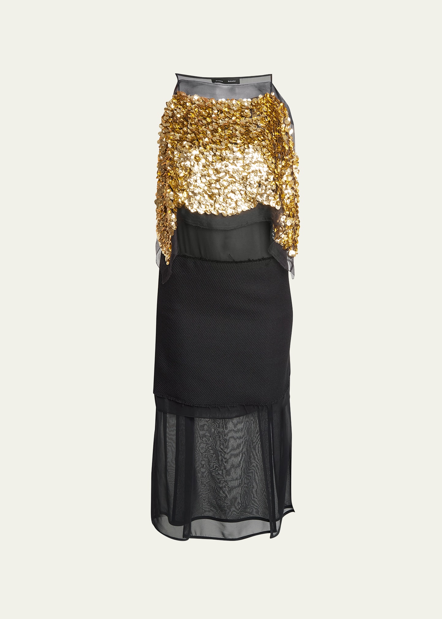 Shop Proenza Schouler Zaha Sequined Layered Silk Midi Dress In Black Multi