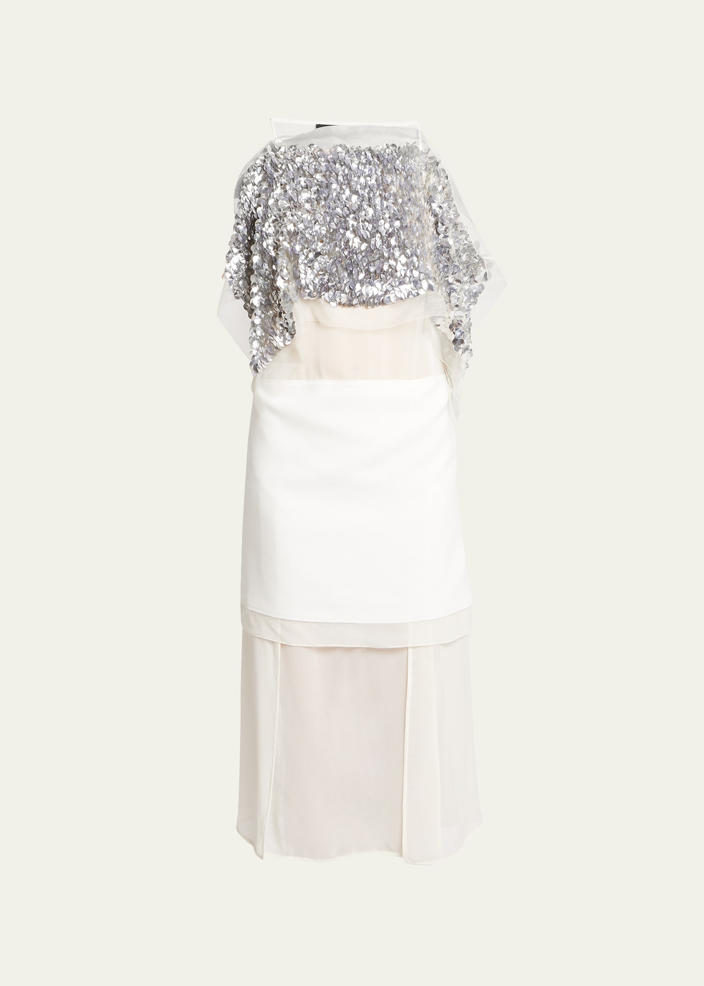 Proenza Schouler Zaha Sequin Embellished Layered Silk Midi Dress In White Multi