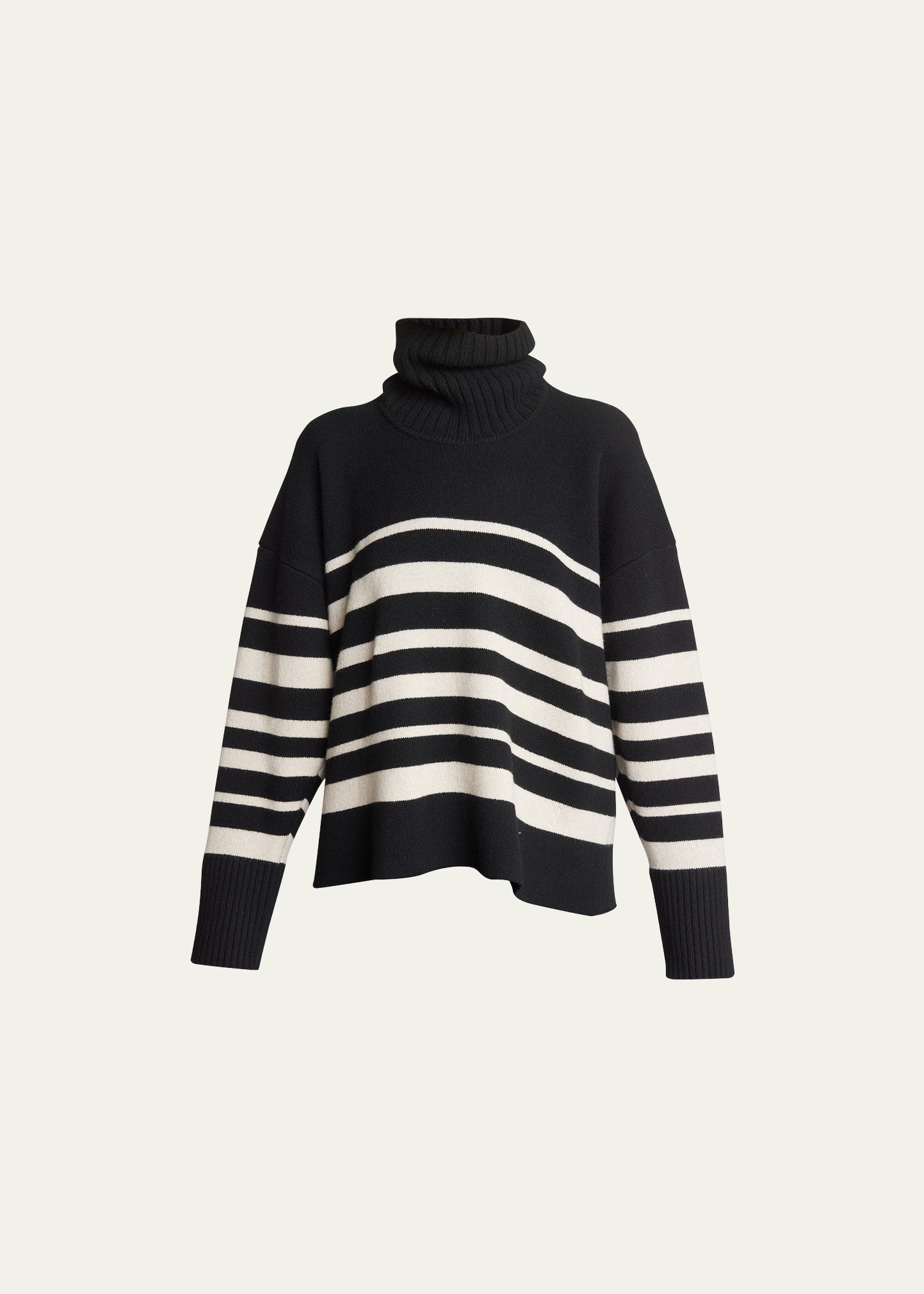 Proenza Schouler Sandra Stripe Cashmere Wool Turtleneck Sweater In Black Multi