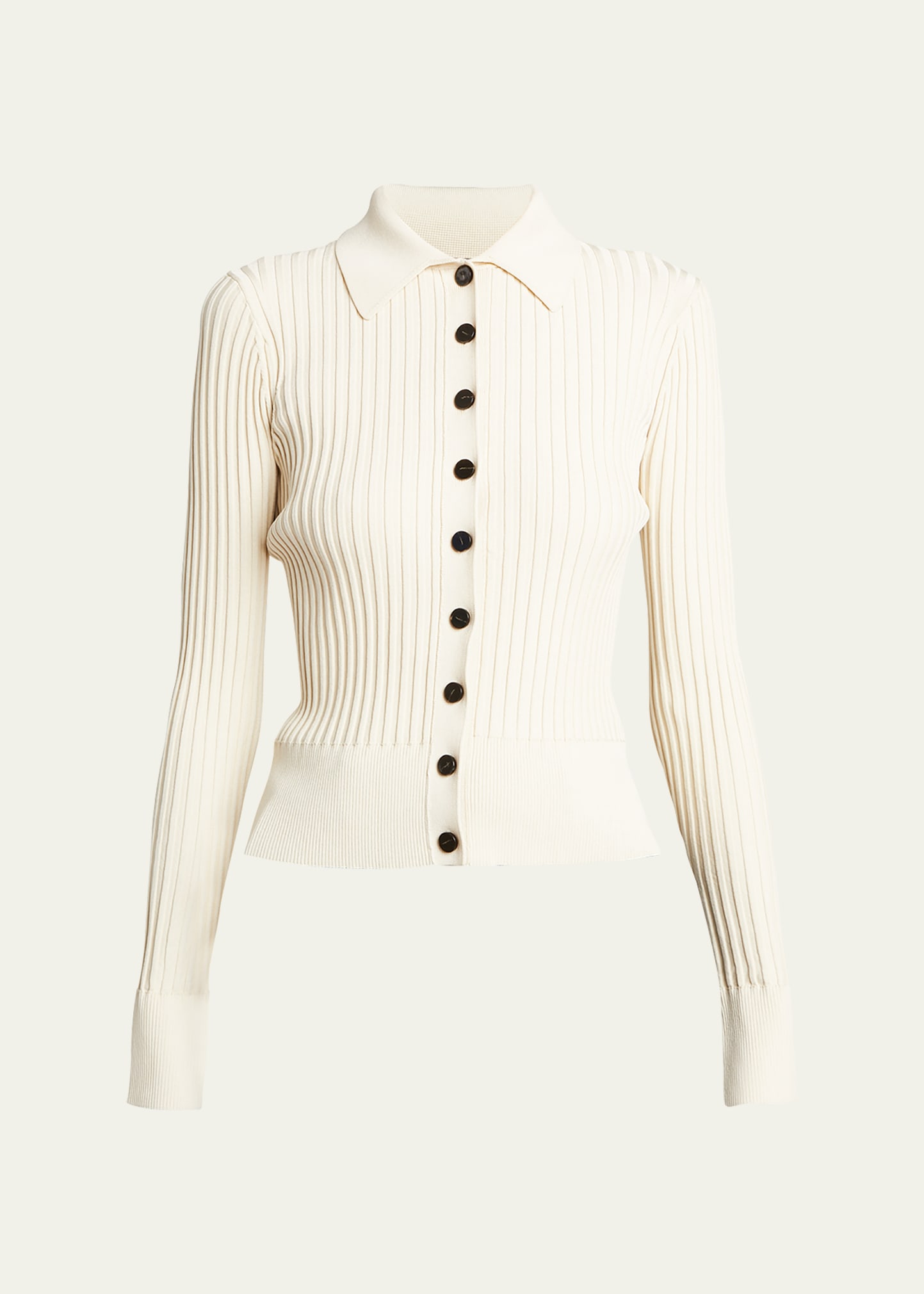 Proenza Schouler Carla Rib Collared Sweater In Ecru