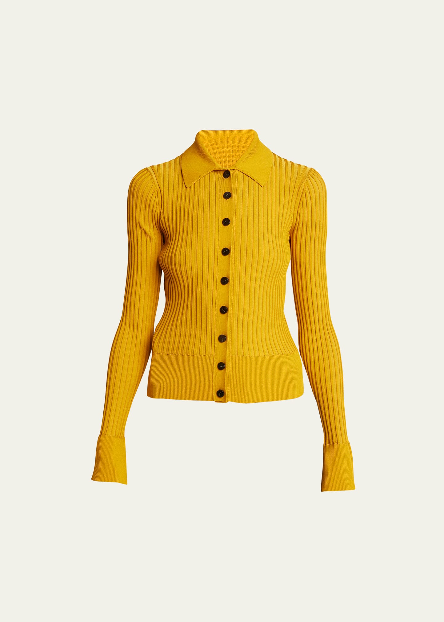 Proenza Schouler Carla Rib Collared Sweater In Gold