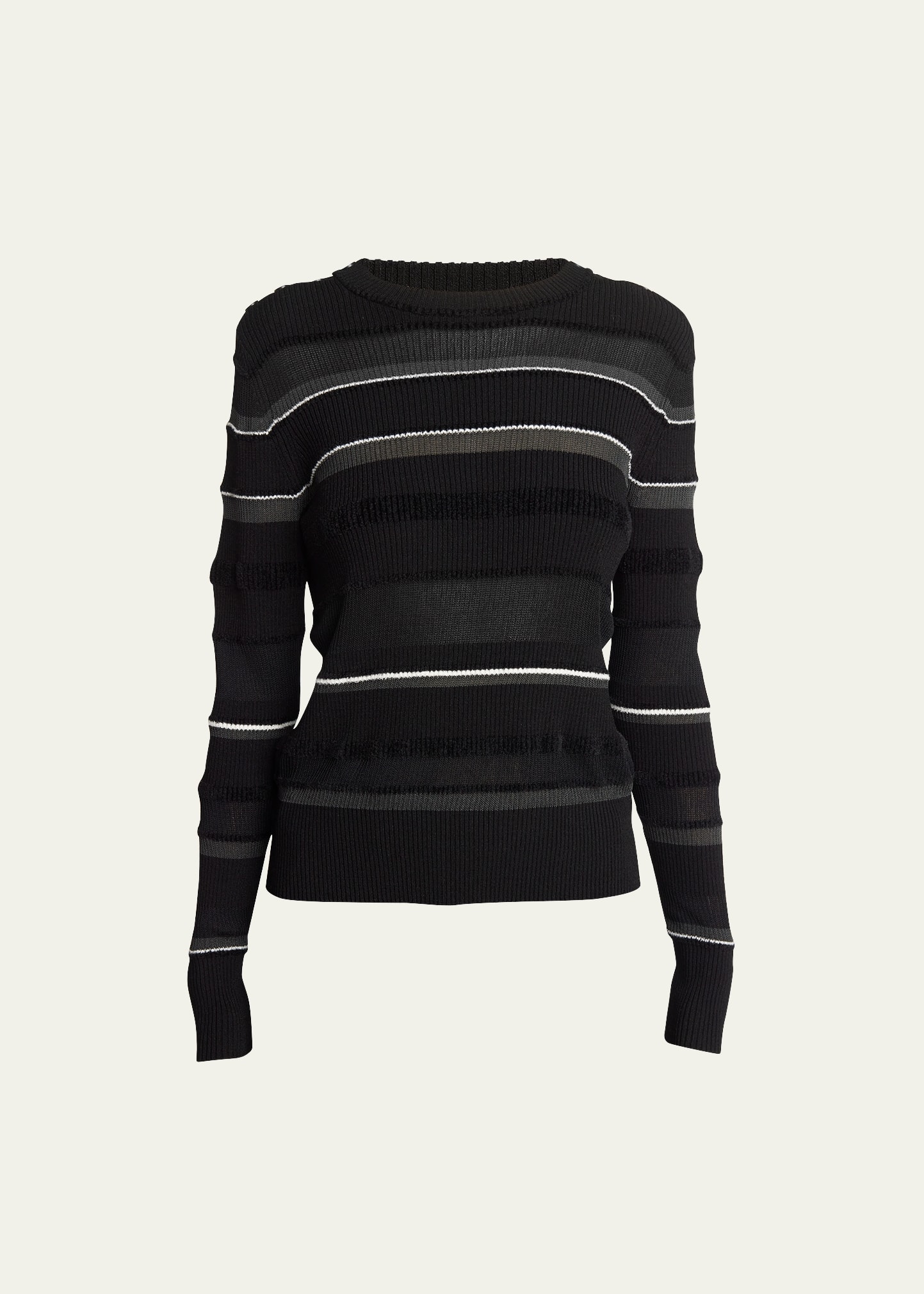 Shop Proenza Schouler Judy Tricolor Ribbed Sweater In Black Multi