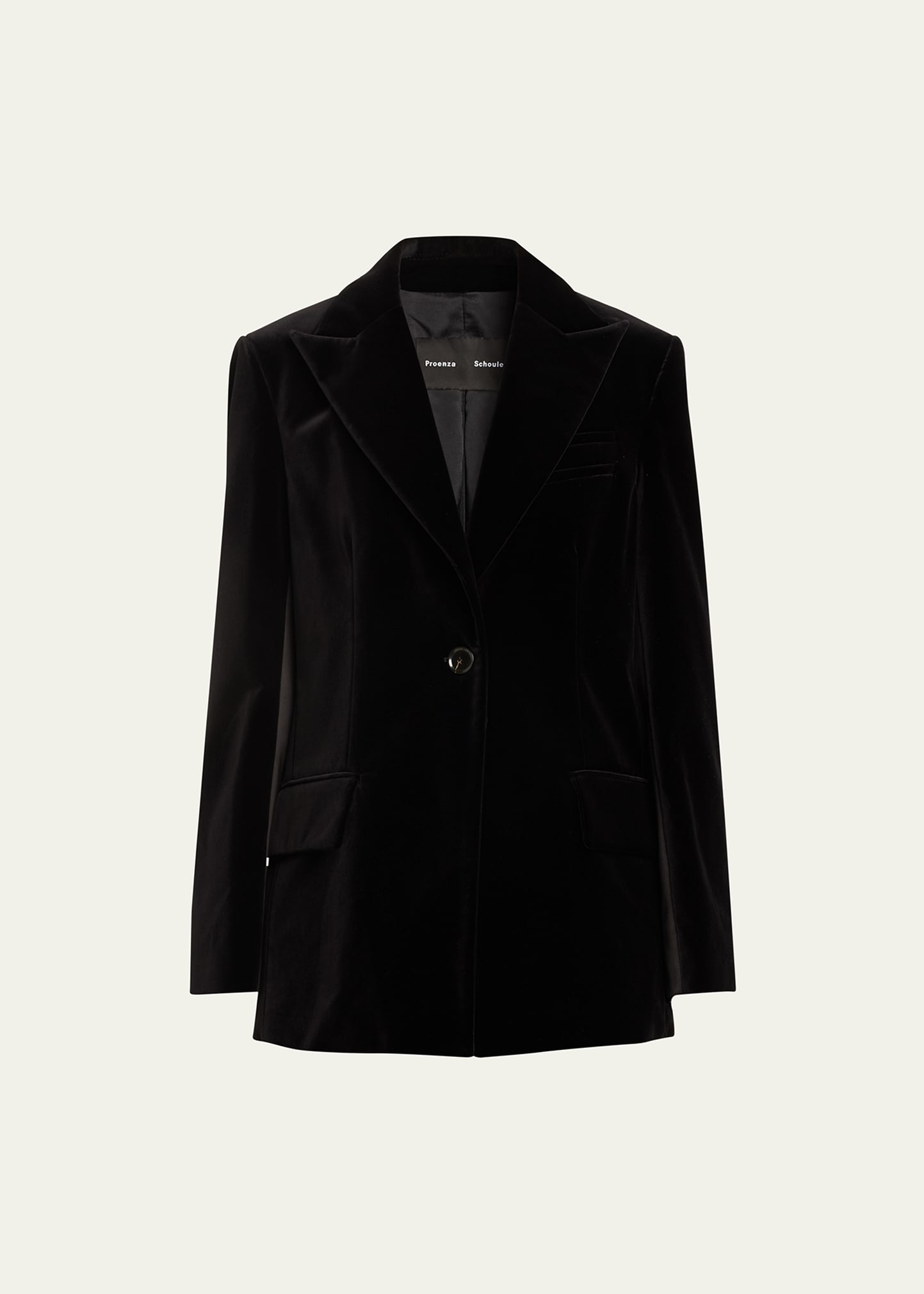 Shop Proenza Schouler Nico Velvet Single-breasted Blazer Jacket In Black