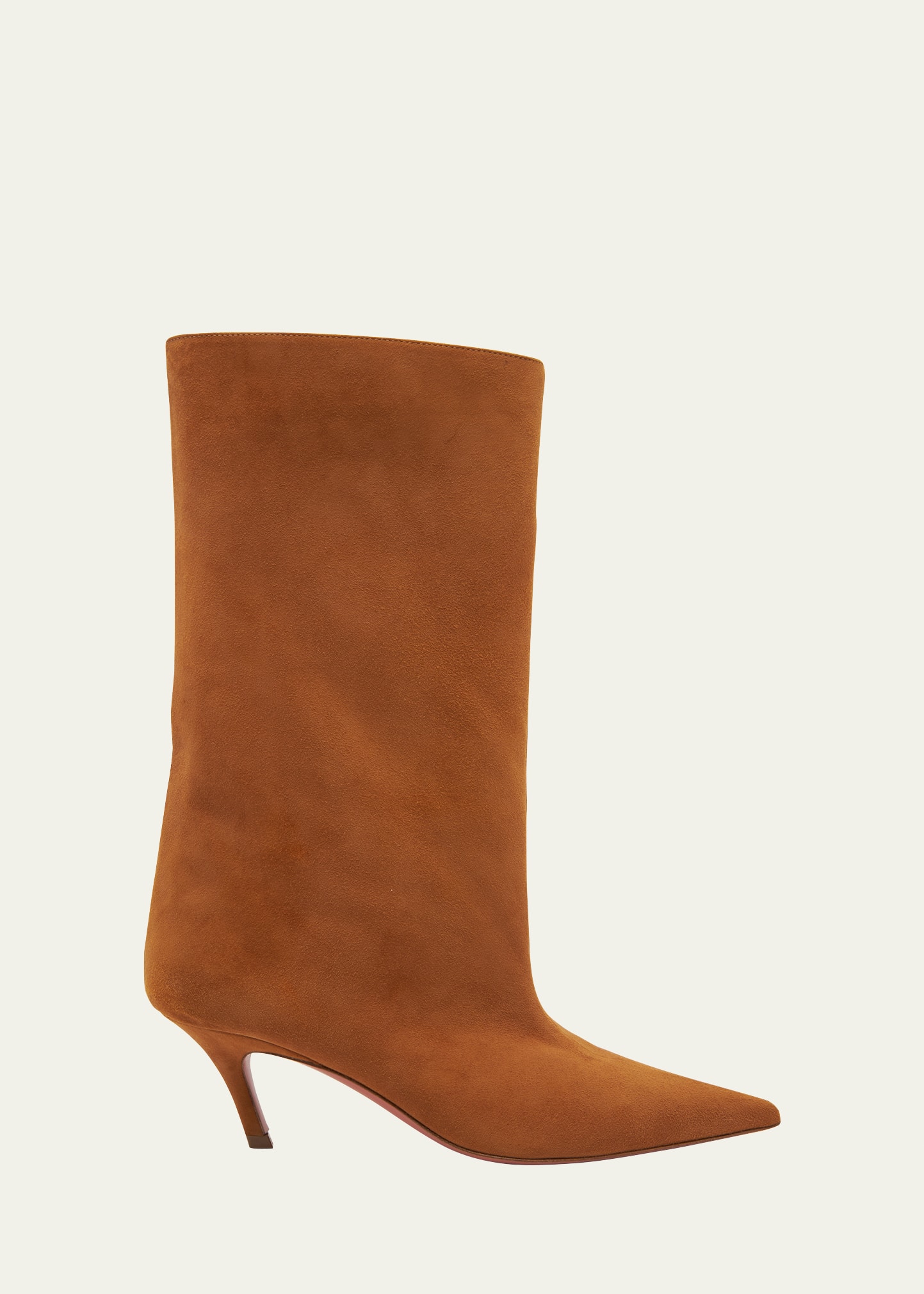 Shop Amina Muaddi Fiona Suede Ankle Booties In Tobacco