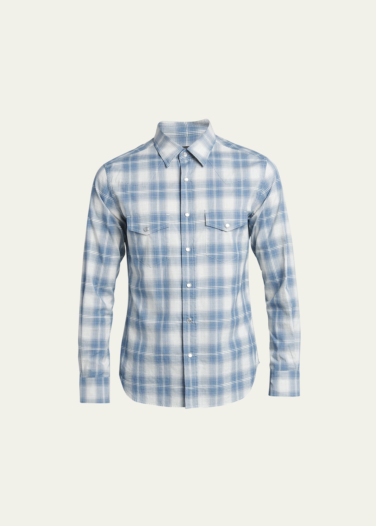 Men's Degrade Check Western Button-Down Shirt