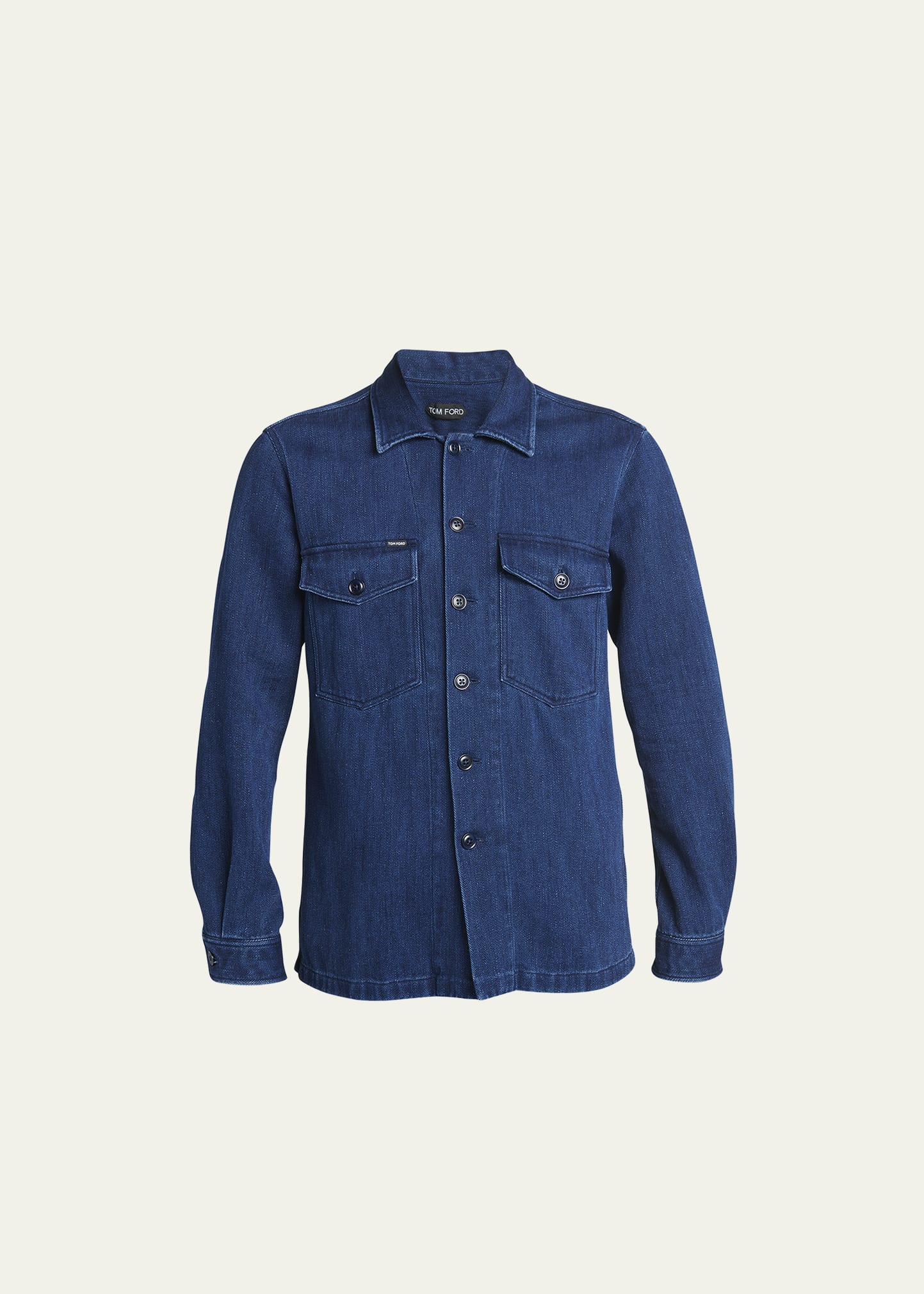 Shop Tom Ford Men's Dark Wash Denim Overshirt In Blue