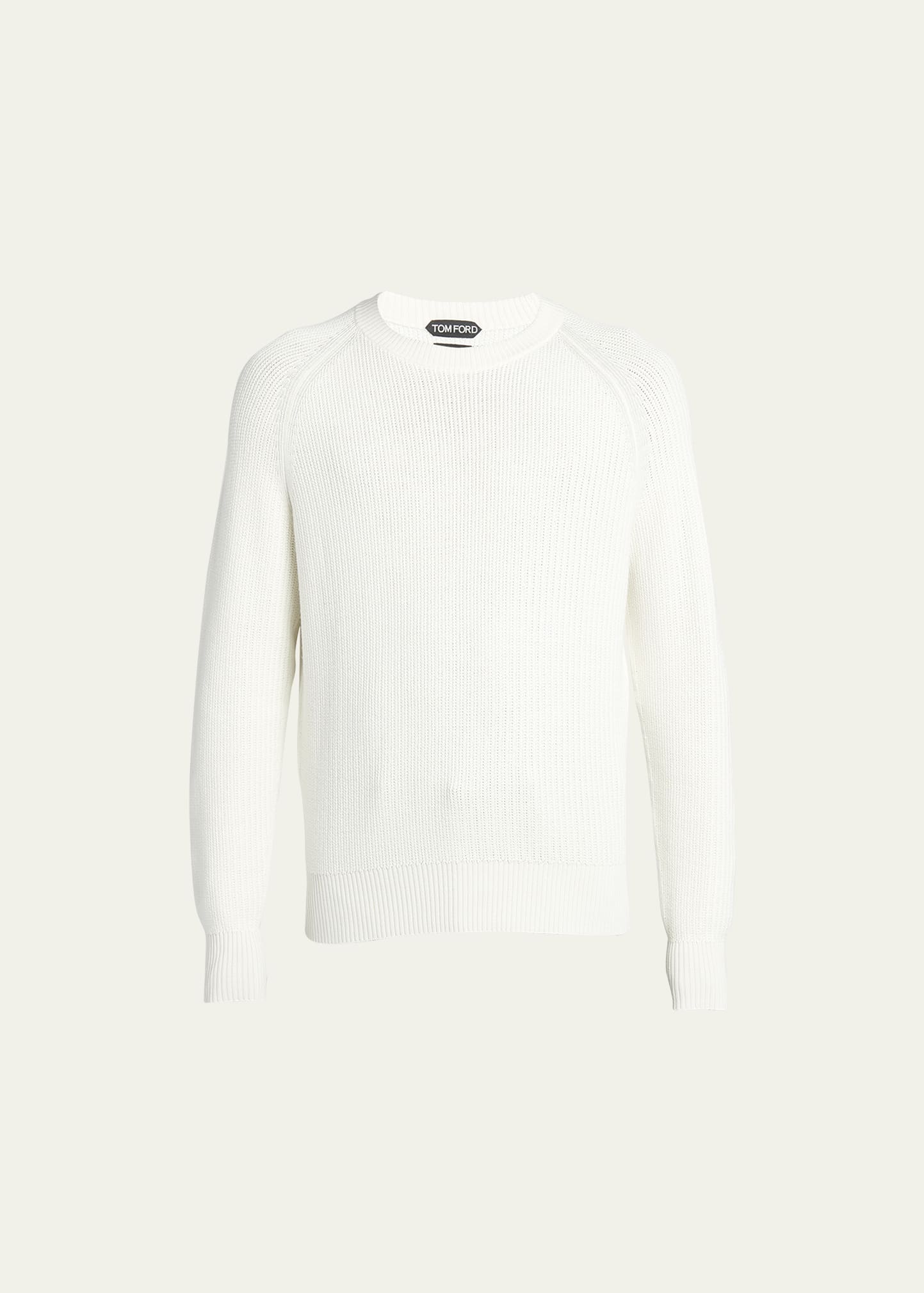 Shop Tom Ford Men's Wool-silk Crewneck Sweater In White