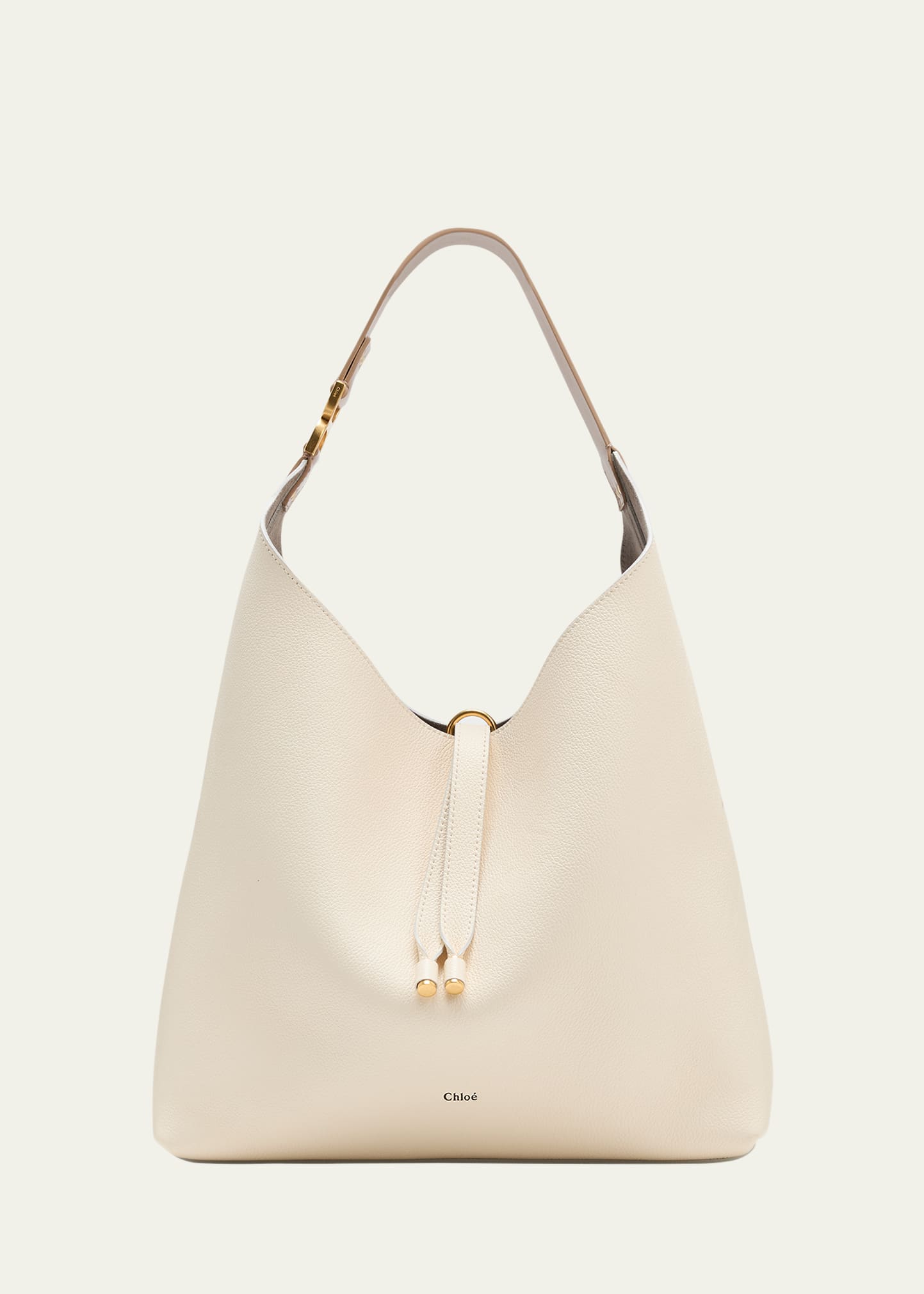 Chloé Sac Hobo Marcie En Cuir Grainé Femme Blanc Taille Onesize 100% Cuir De Veau In White