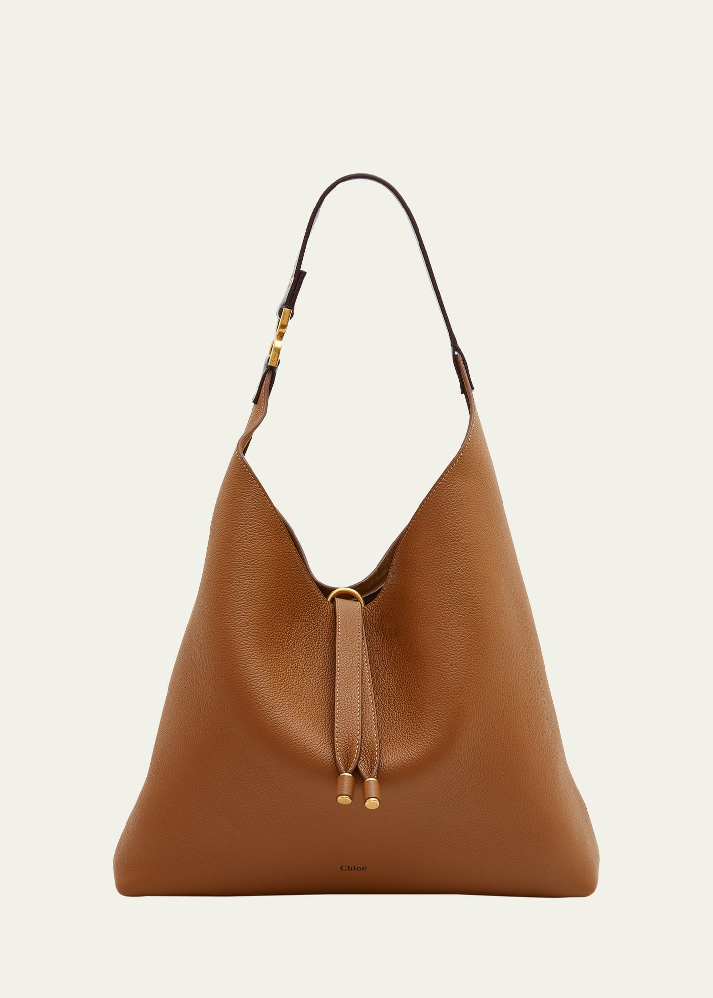 Chloé Marcie Grained Leather Hobo Bag In 207 Pottery Brown