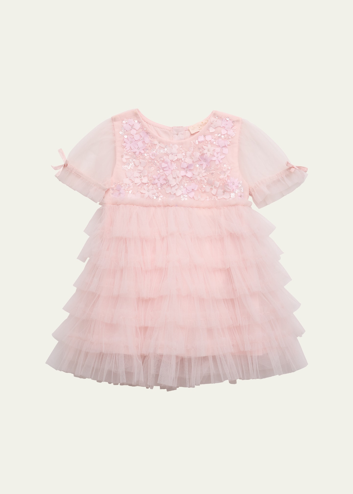 Girl's Bebe Florescence Sequin Tiered Tulle Dress, Size 3M-24M