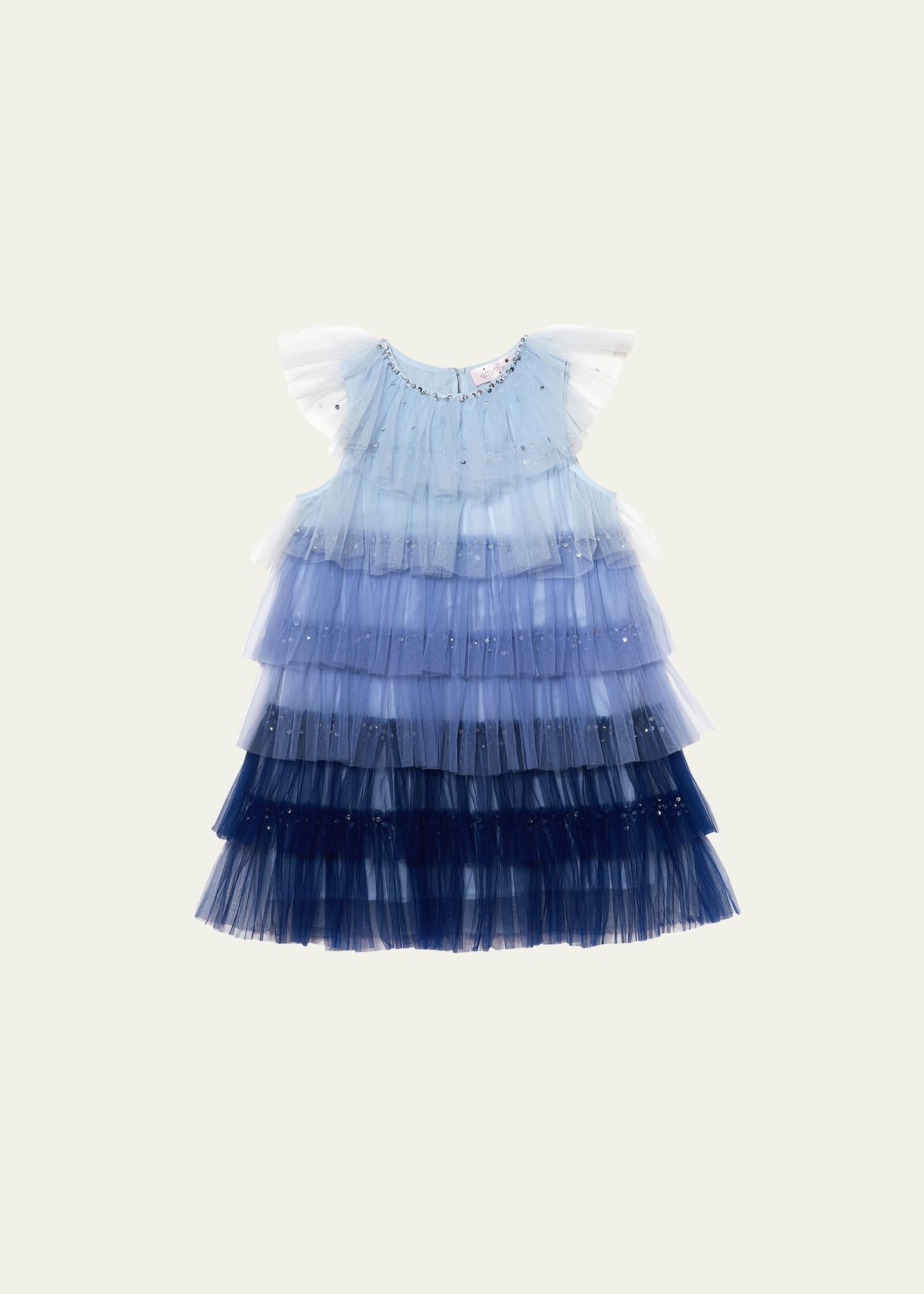 TUTU DU MONDE GIRL'S JOSETTE SHIMMERY SLEEVELESS TIERED TULLE DRESS