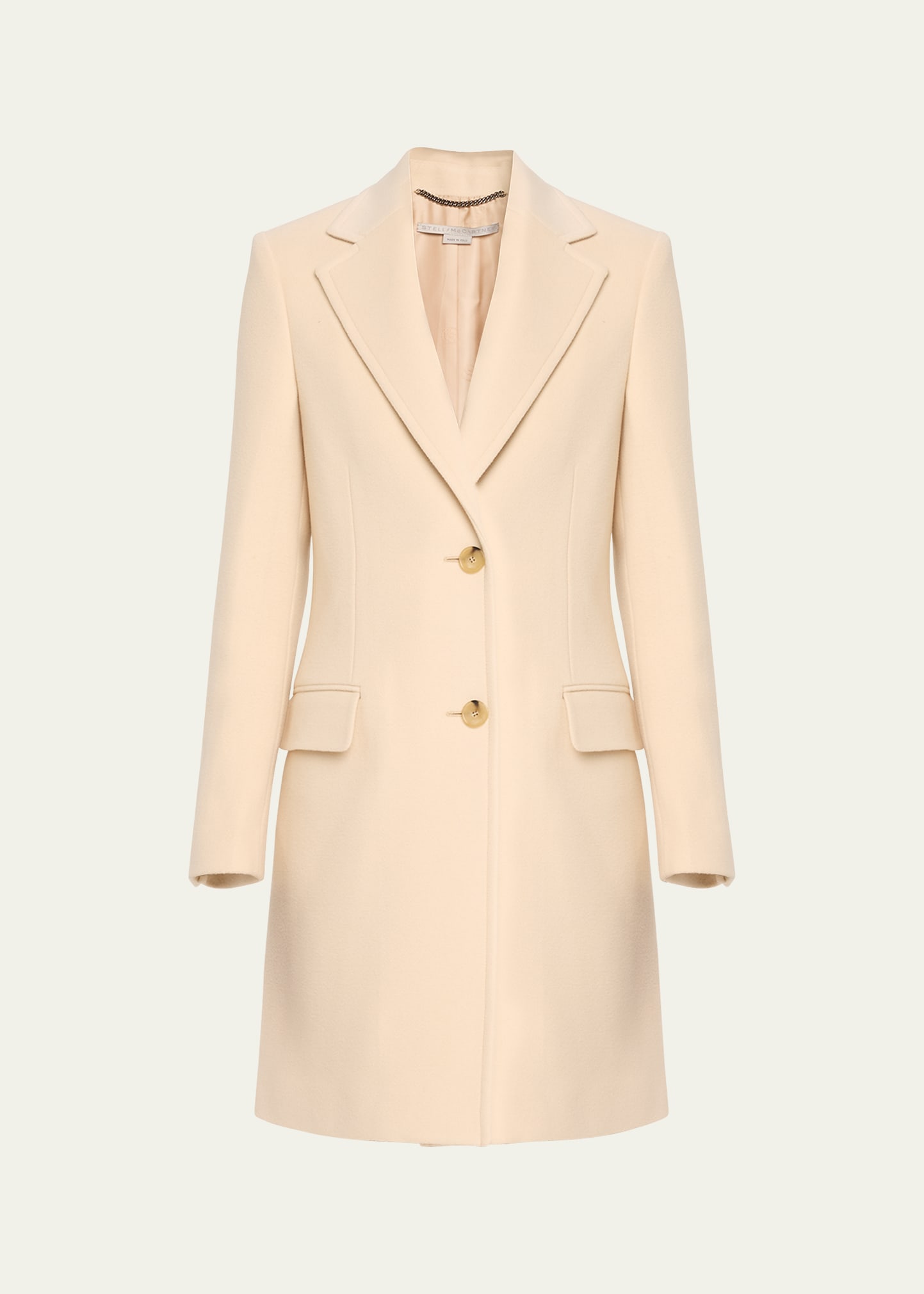 Shop Stella Mccartney Iconic Structured Wool Overcoat In Oat