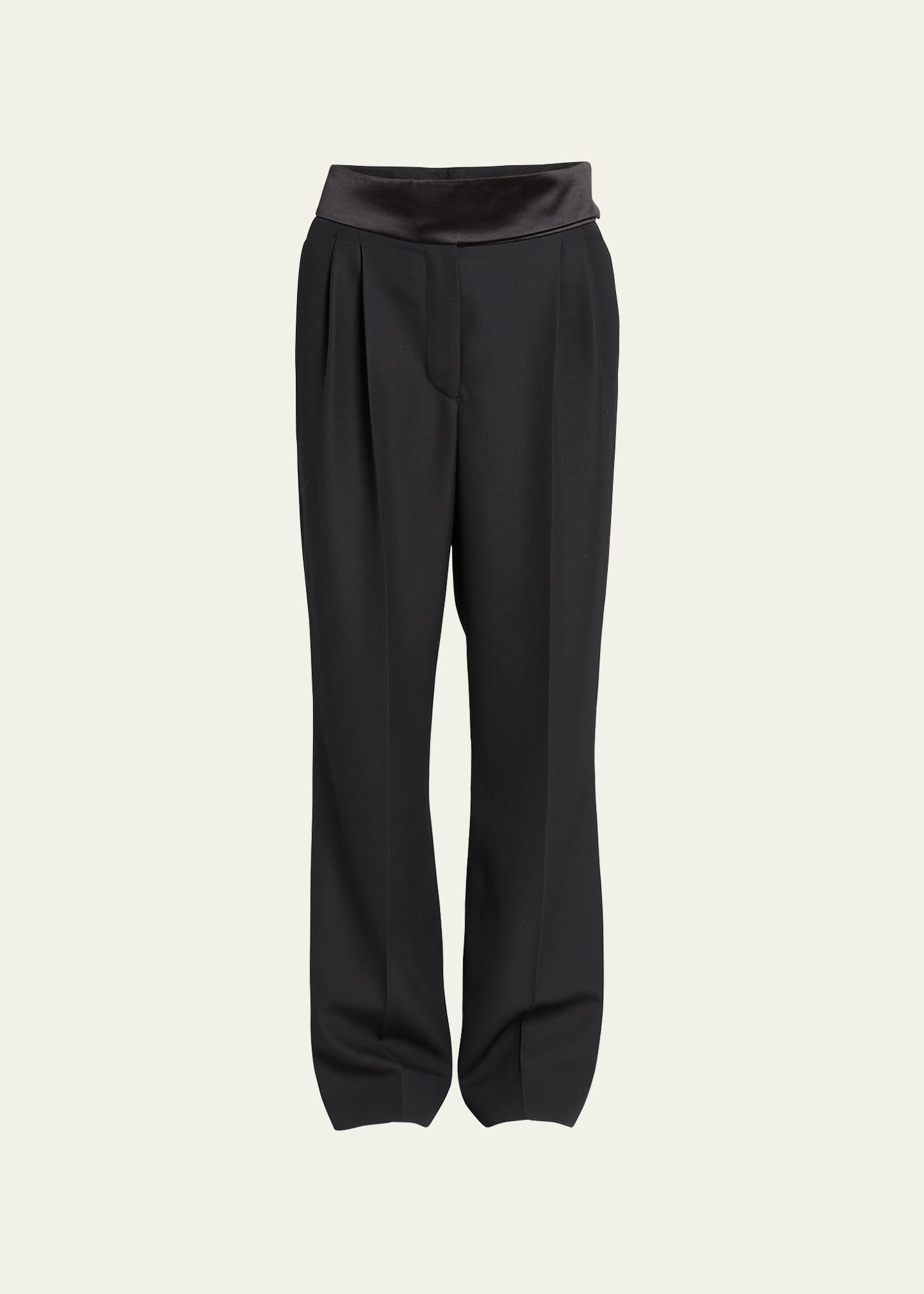 Stella Mccartney Wide-leg Wool Tuxedo Trousers In 1000 Black