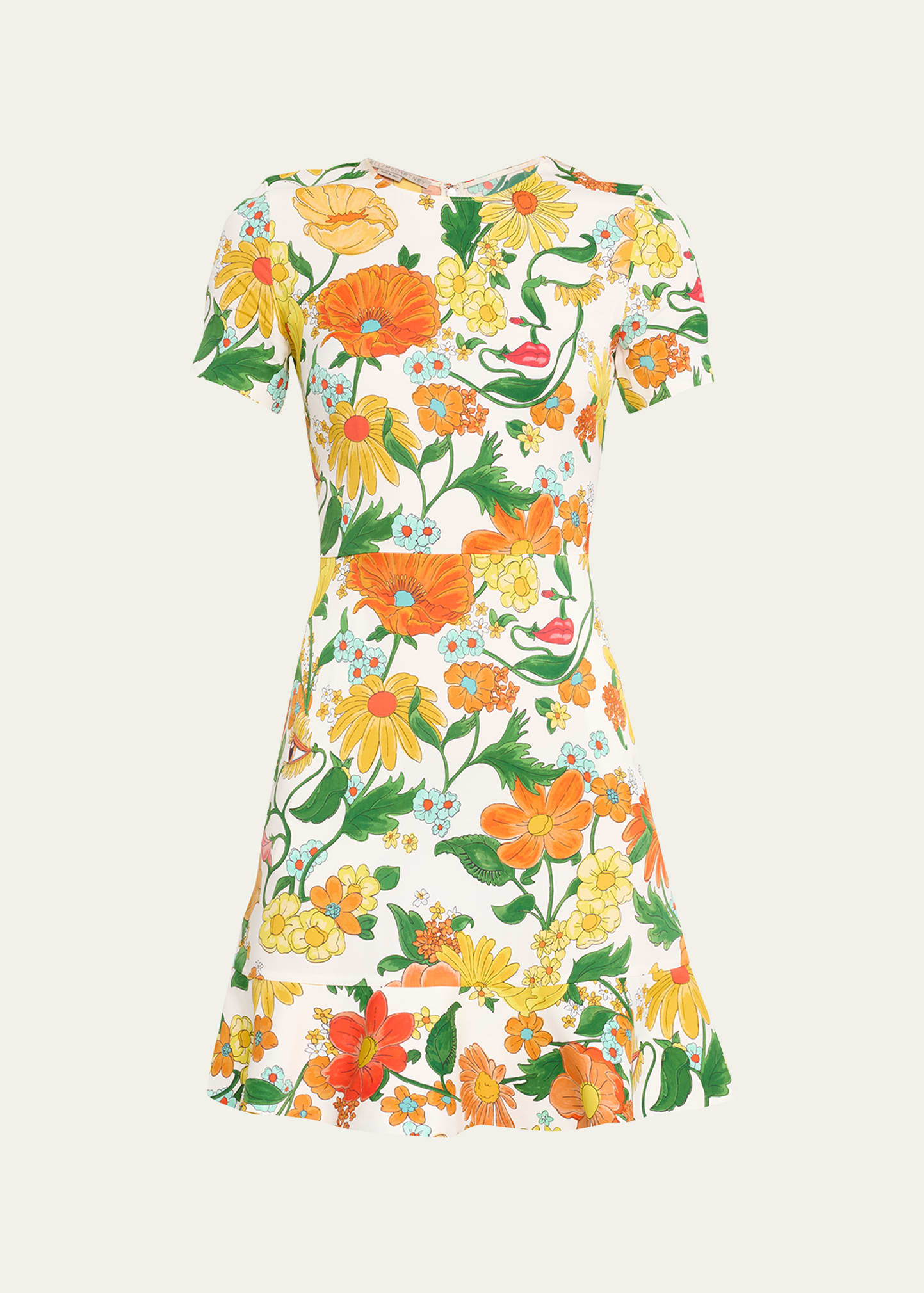 Stella Mccartney Garden Print Mini Dress In 7504 Multi Oran