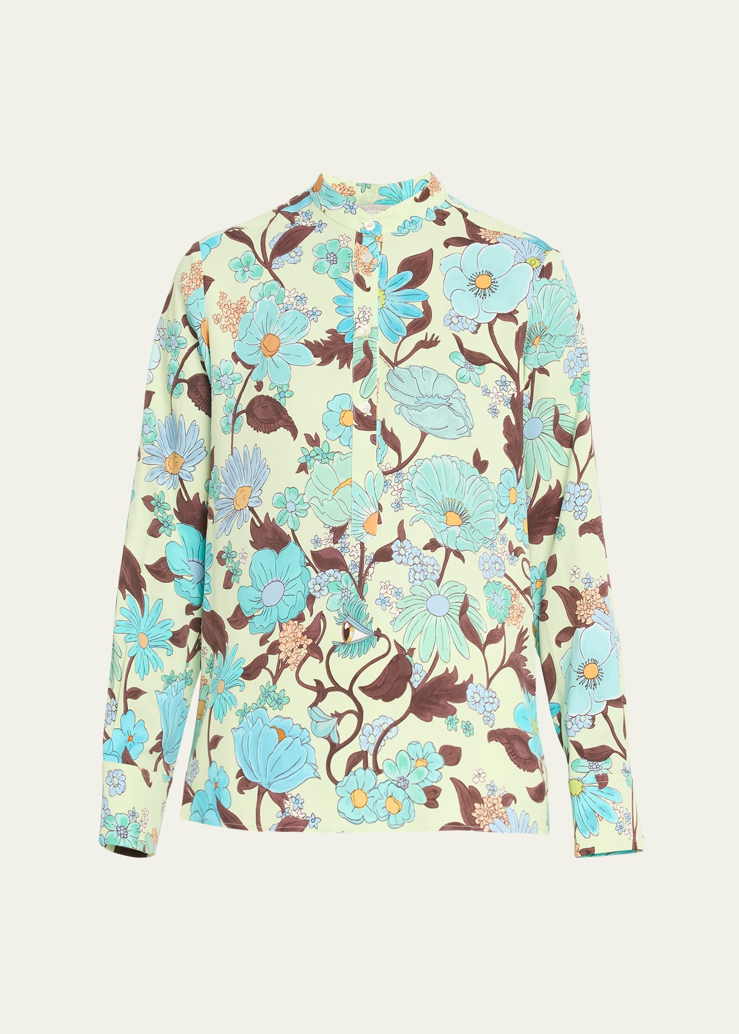 Stella Mccartney Garden-print Buttoned Shirt In Multi Mint