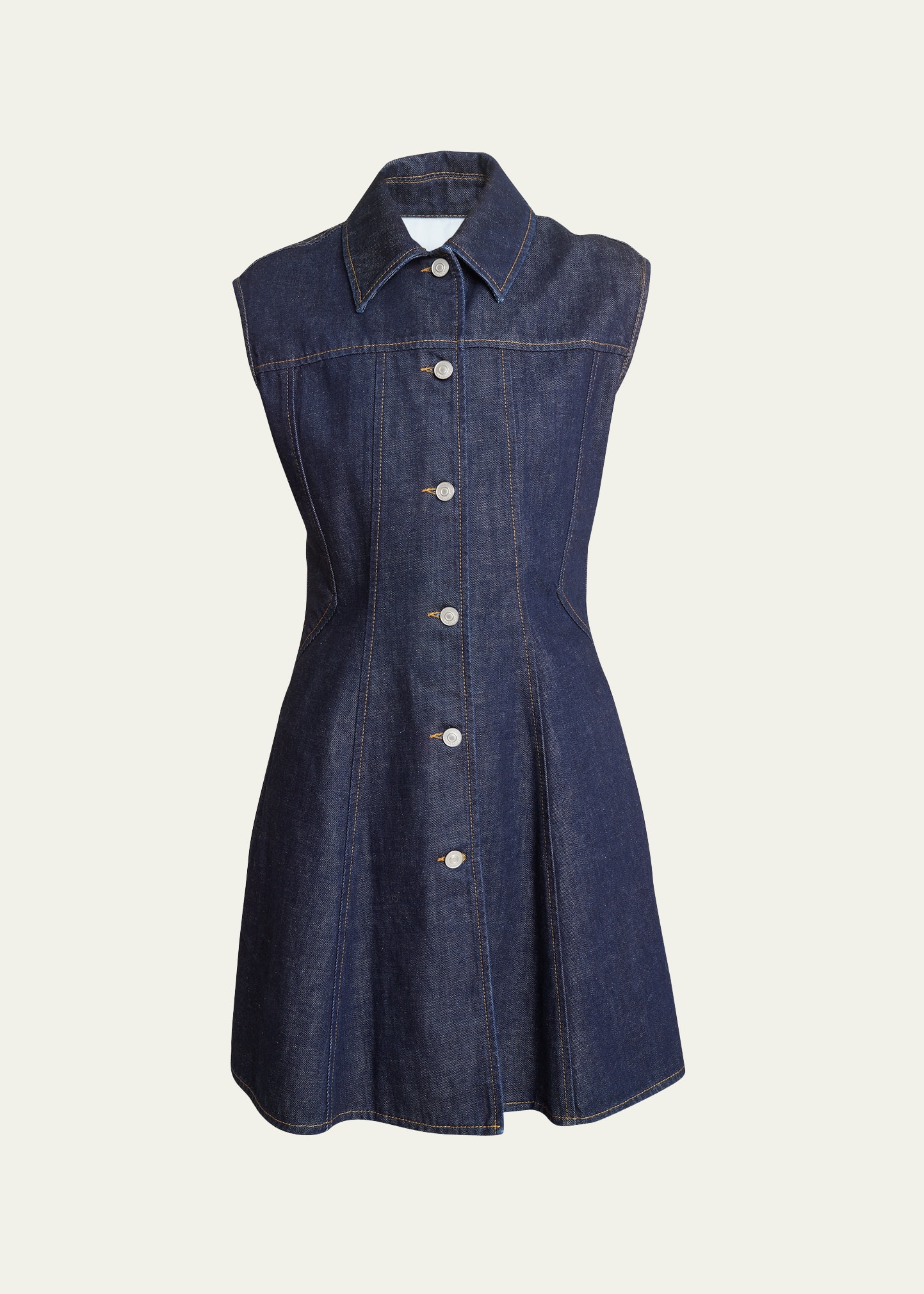 Shop Givenchy Button-front Denim Mini Dress In Indigo Blue