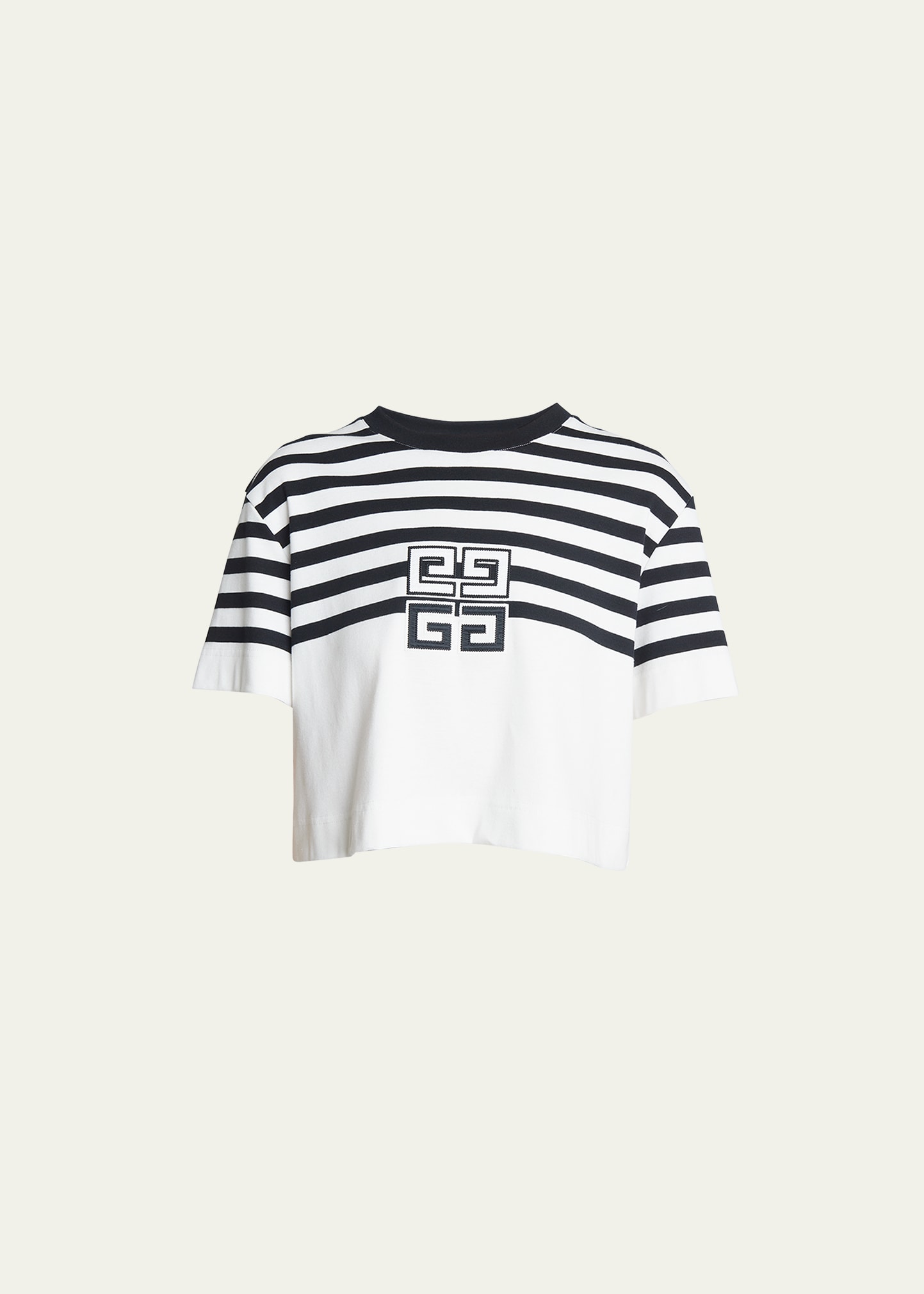Shop Givenchy Cropped T-shirt With 4g Logo In Whiteblack