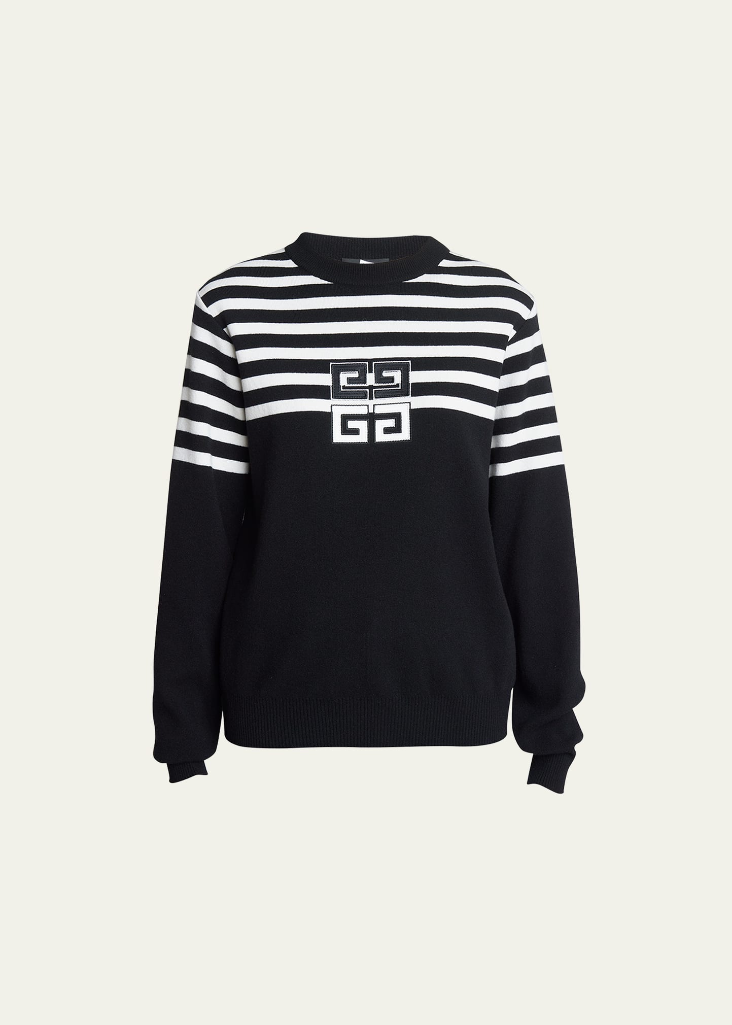 Shop Givenchy Cropped Wool Sweater With Logo Embroidery In Black