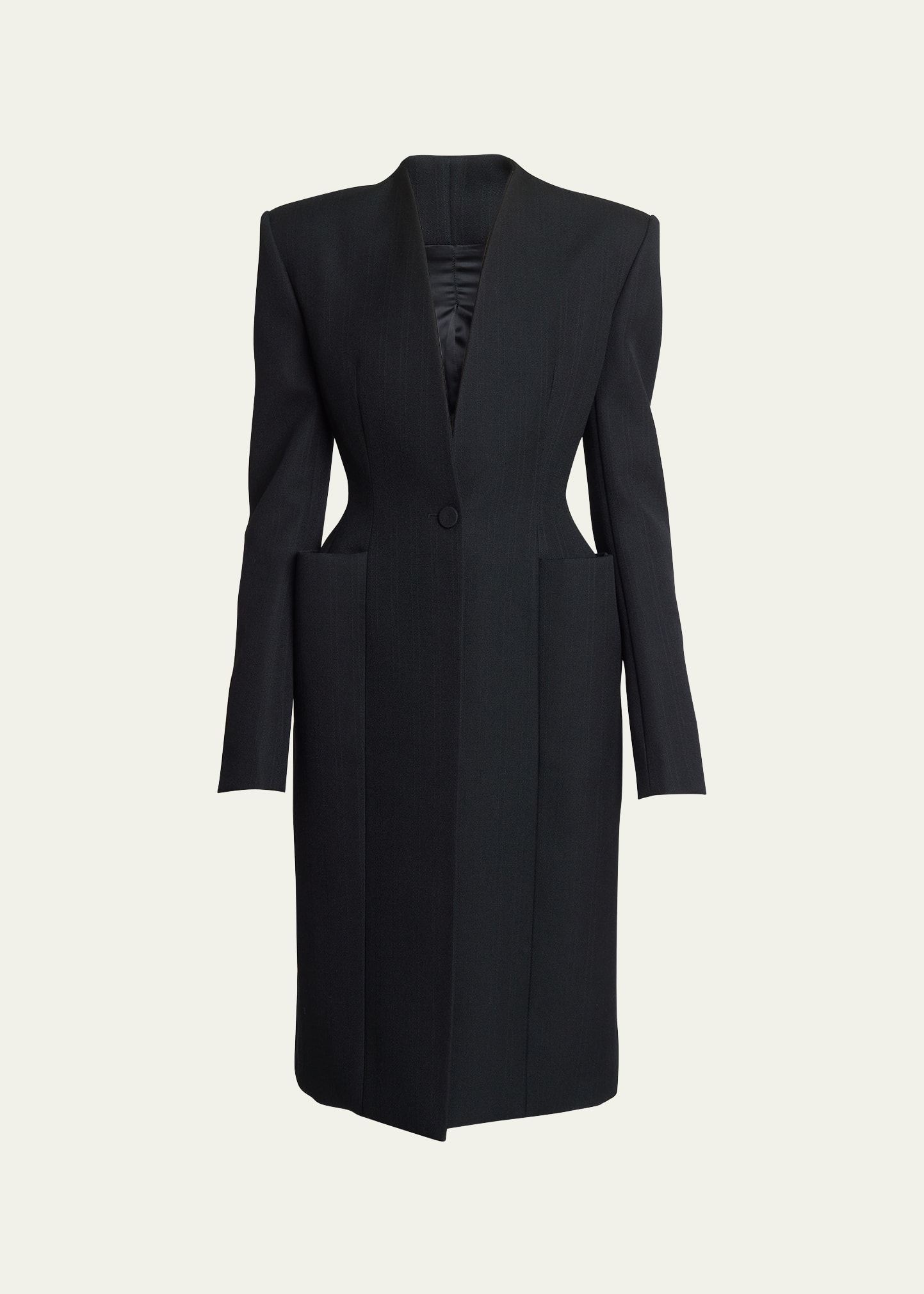 Shop Givenchy Hourglass Wool Top Coat In Black