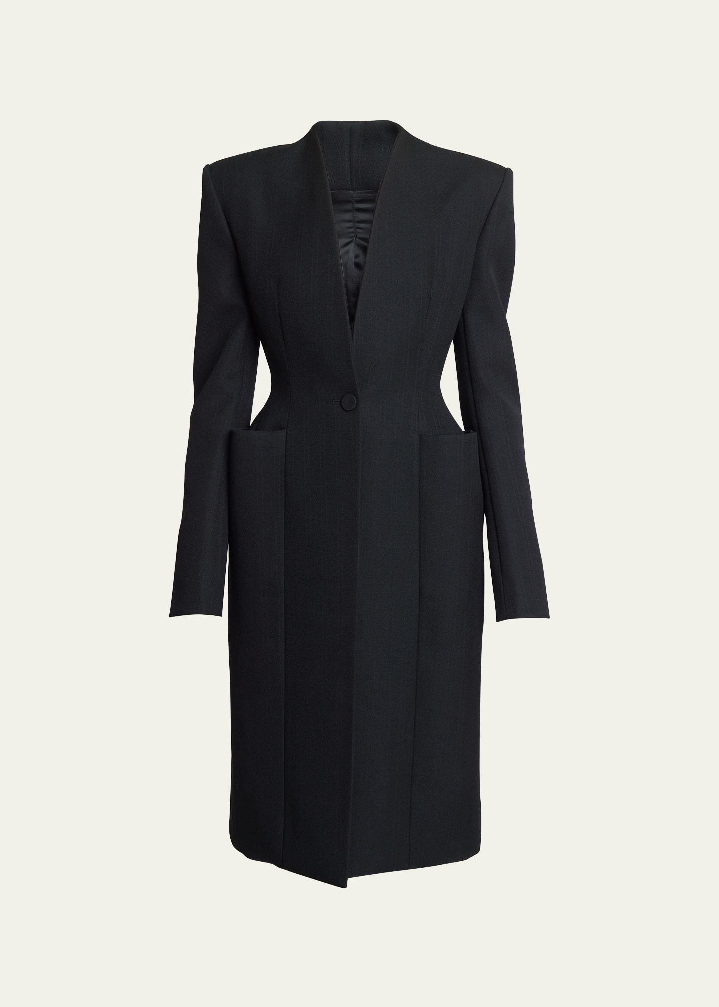 Givenchy Hourglass Wool Top Coat In Black