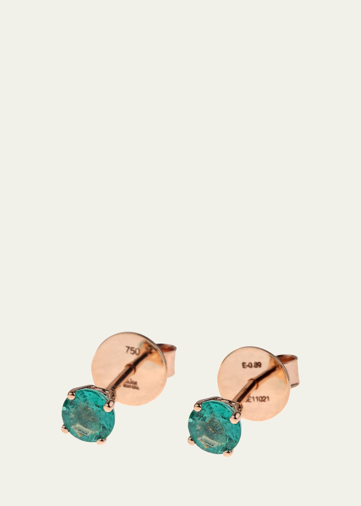 Alice Van Cal 18k Rose Gold Gemstone Stud Earrings In Emerald