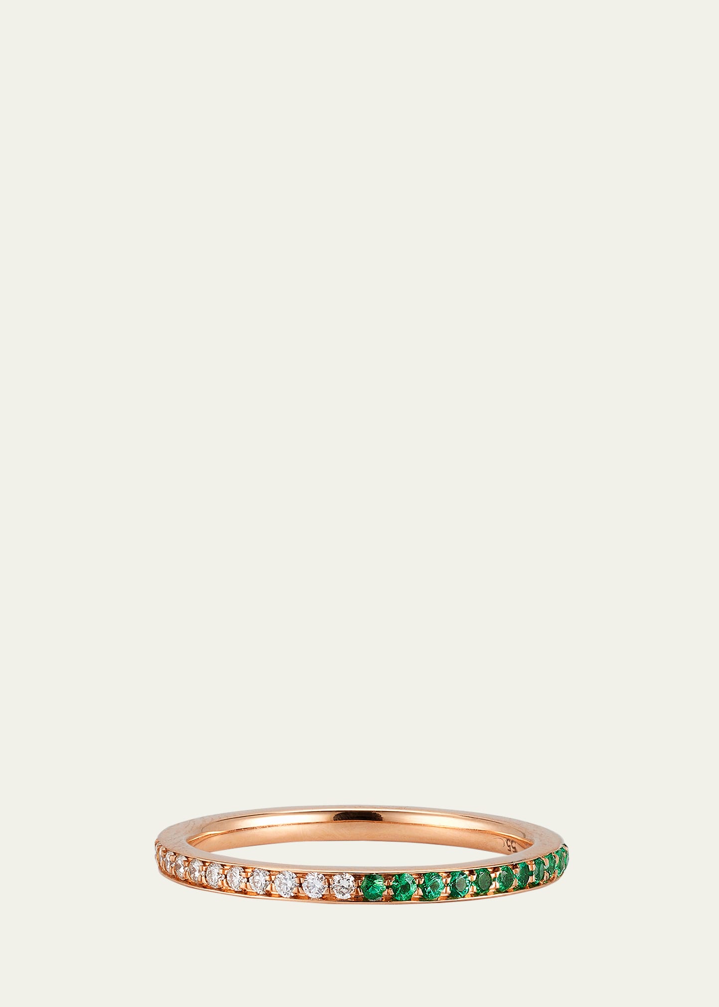 18K Rose Gold Diamond and Emerald Eternity Ring