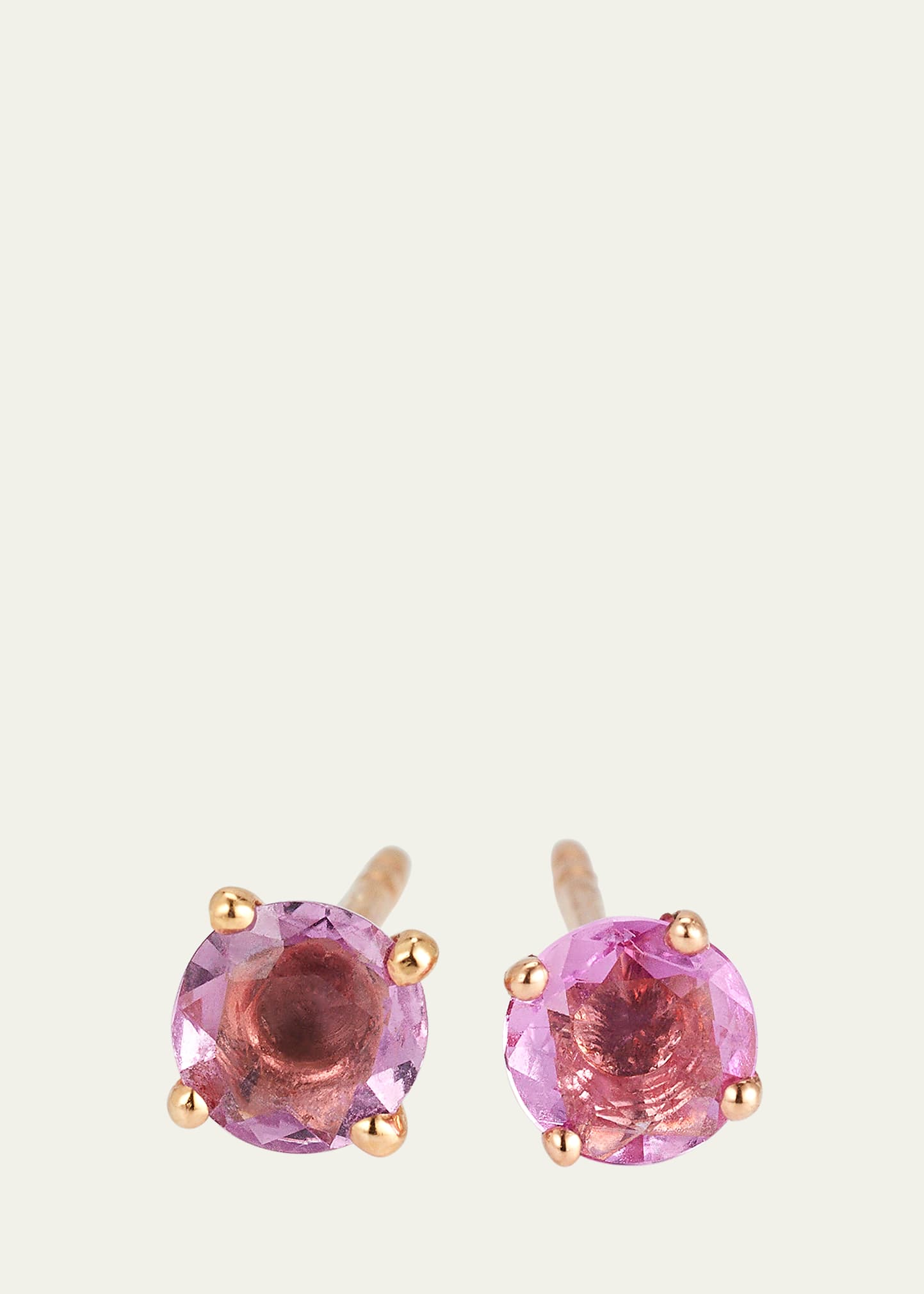 18K Rose Gold Pink Sapphire Stud Earrings