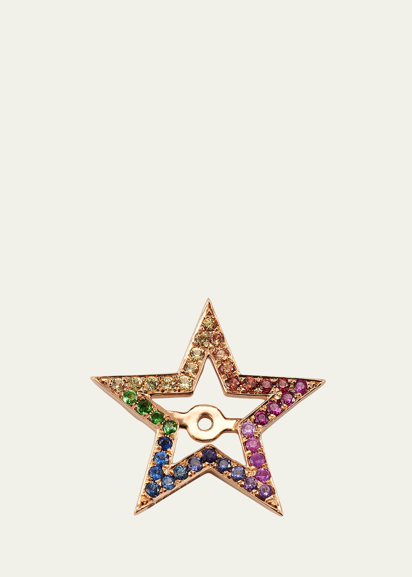 18K Rose Gold Rainbow Star Earring Jacket, Single