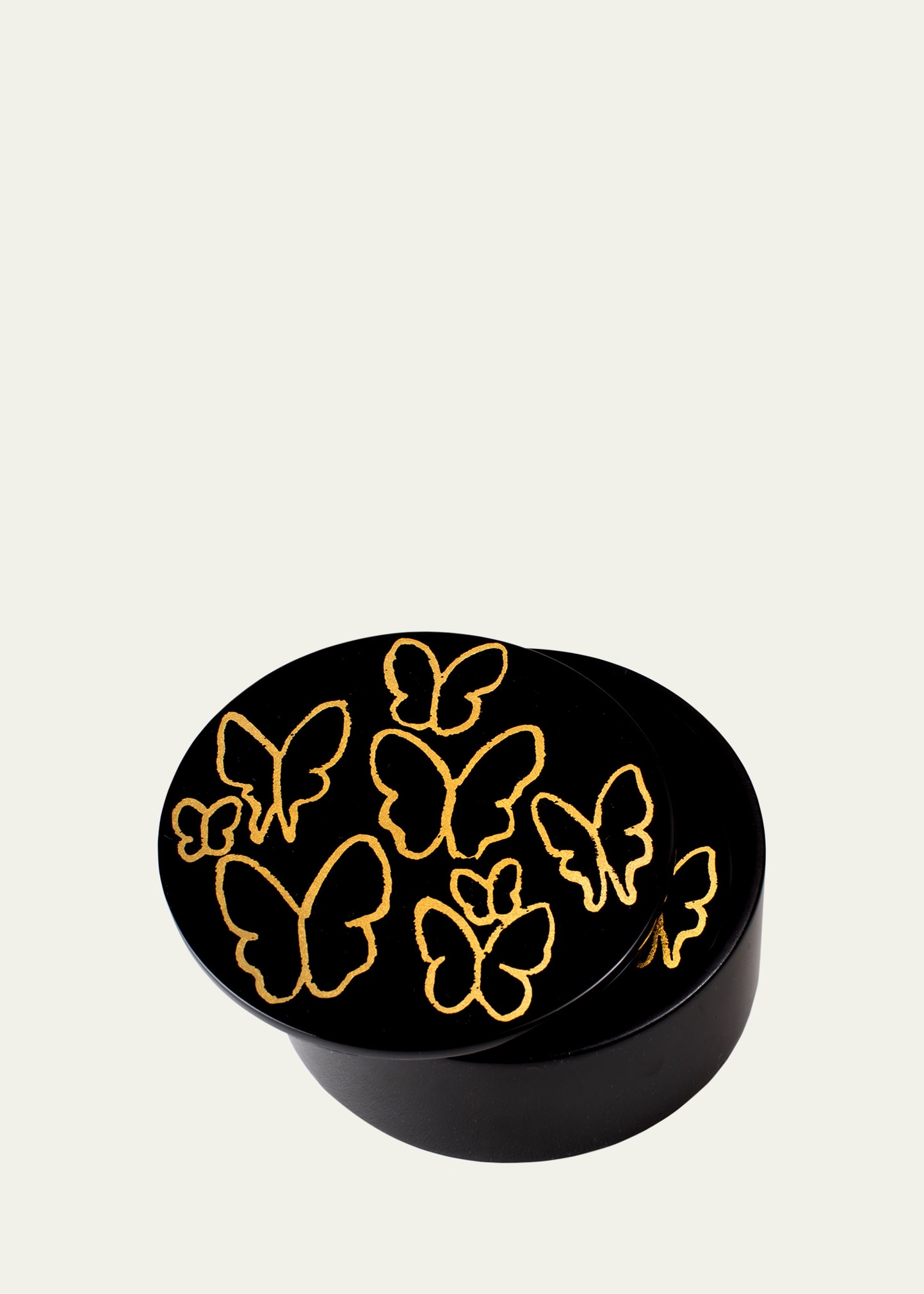 Hunt Slonem Midnight Butterflies Gold Leaf & Lacquer Coasters, Set Of 4 In Black