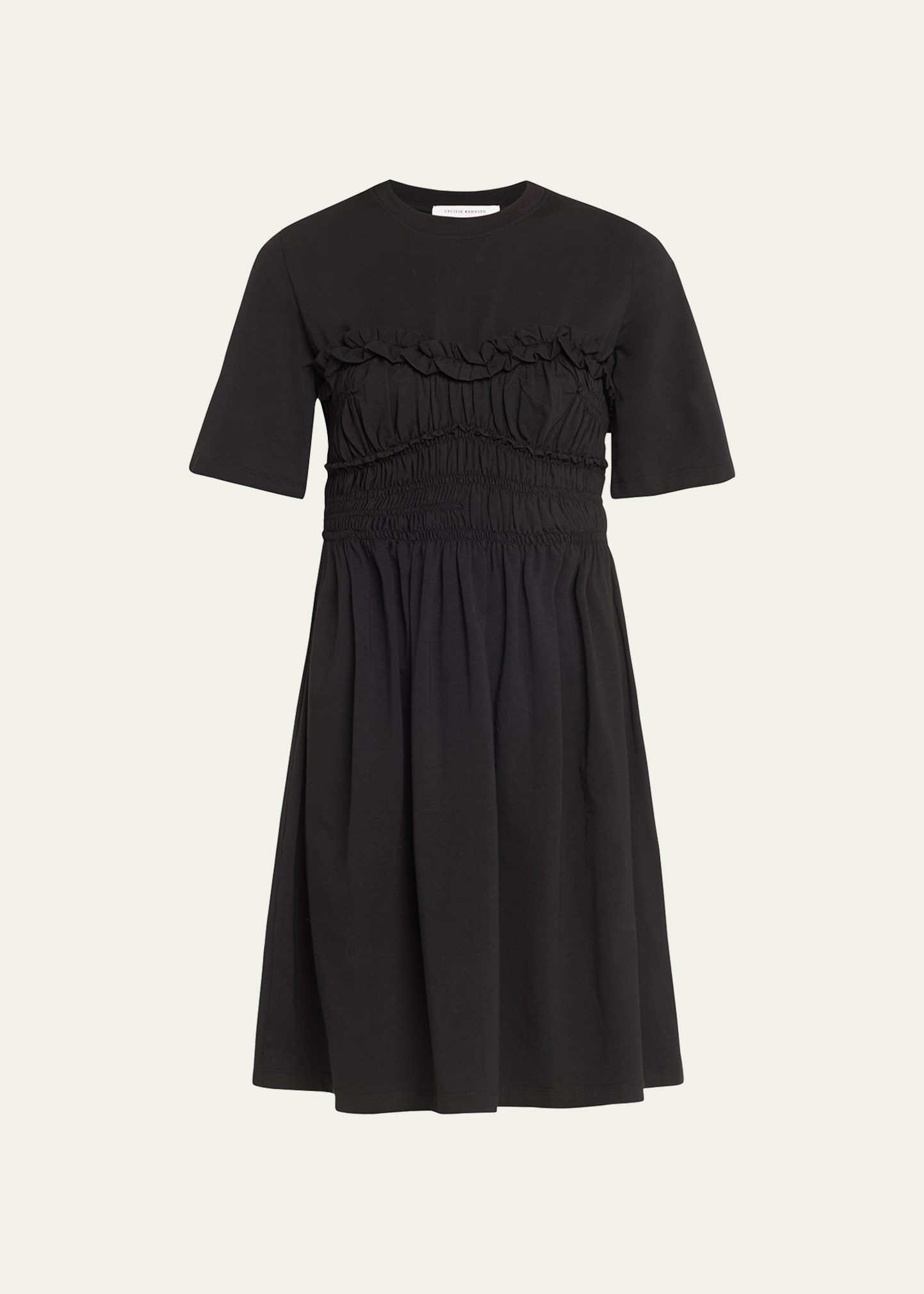Shop Cecilie Bahnsen Valencia Jersey Flared Dress In Black
