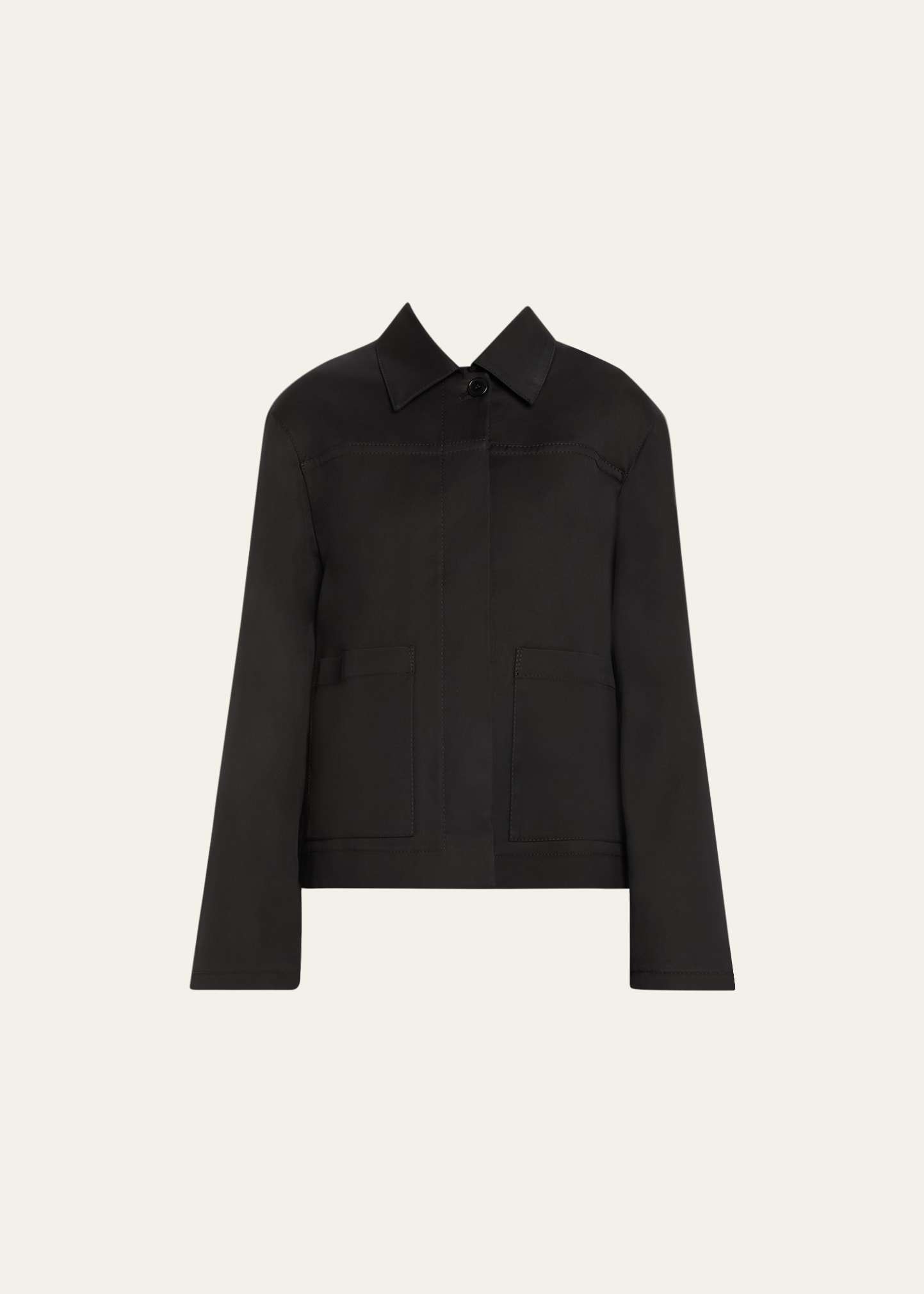 Cecilie Bahnsen Viveca Cotton Wool Satin Jacket In Black