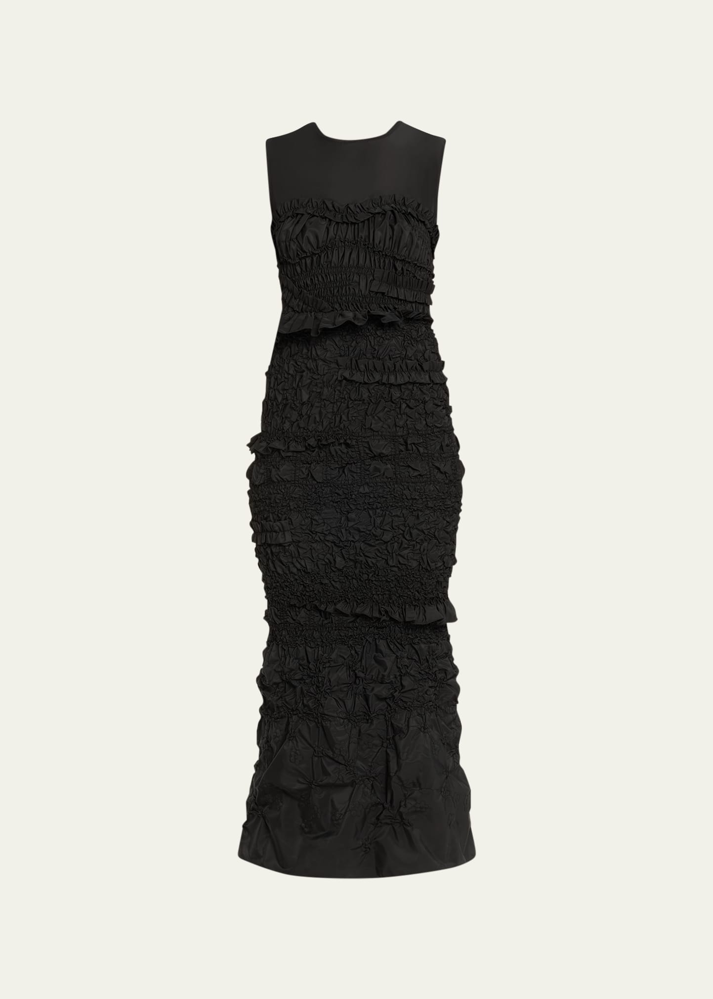 Shop Cecilie Bahnsen Vanda Smocked Faille Mermaid Dress In Black