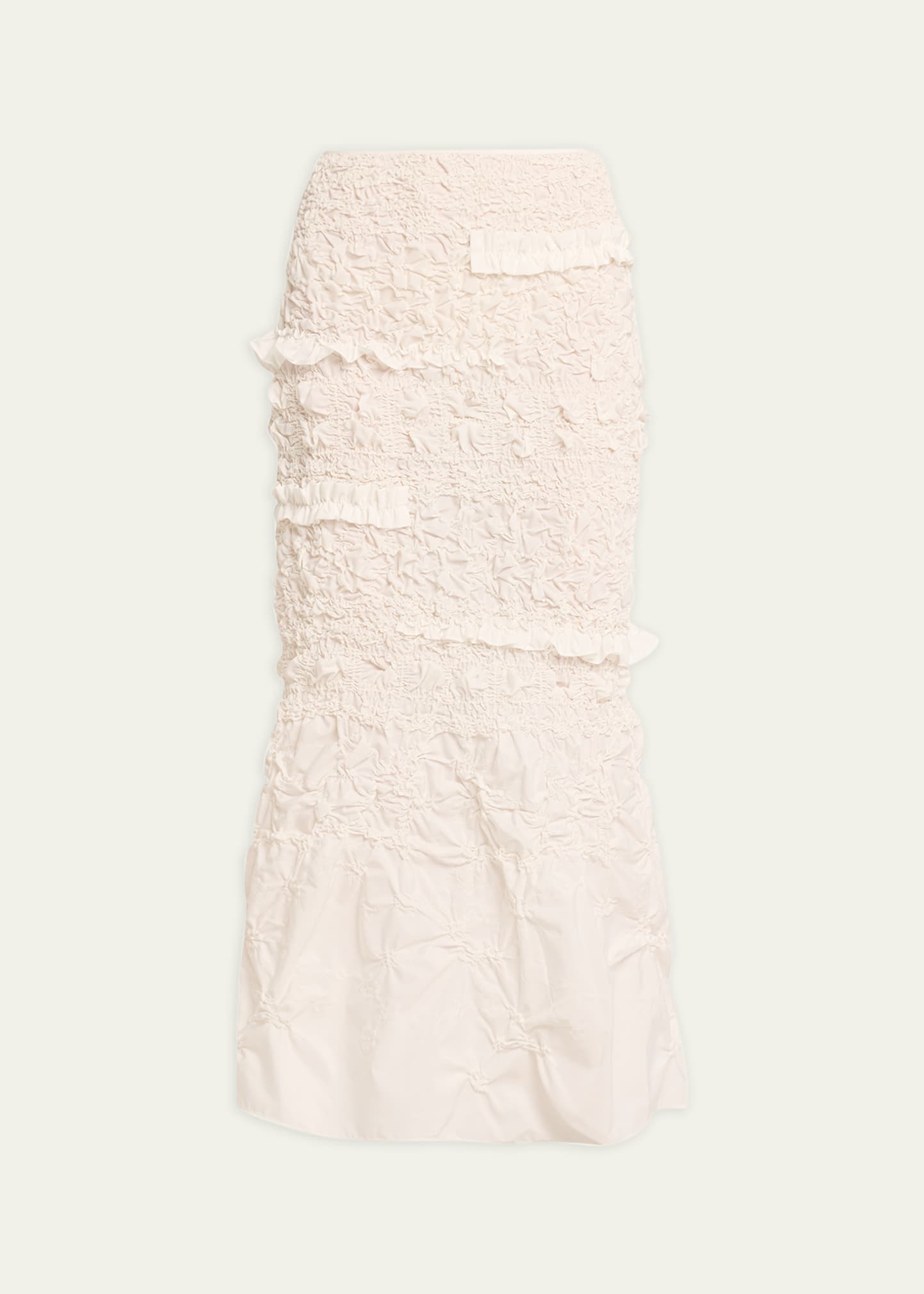 Cecilie Bahnsen Venus Smocked Faille Mermaid Skirt In White