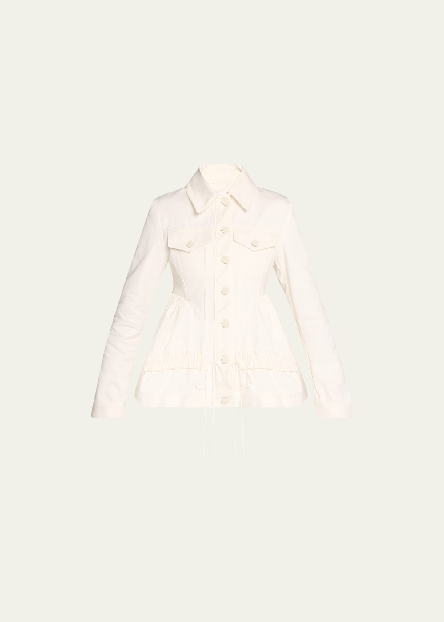 Shop Cecilie Bahnsen Ulanda Peplum Denim Jacket In White